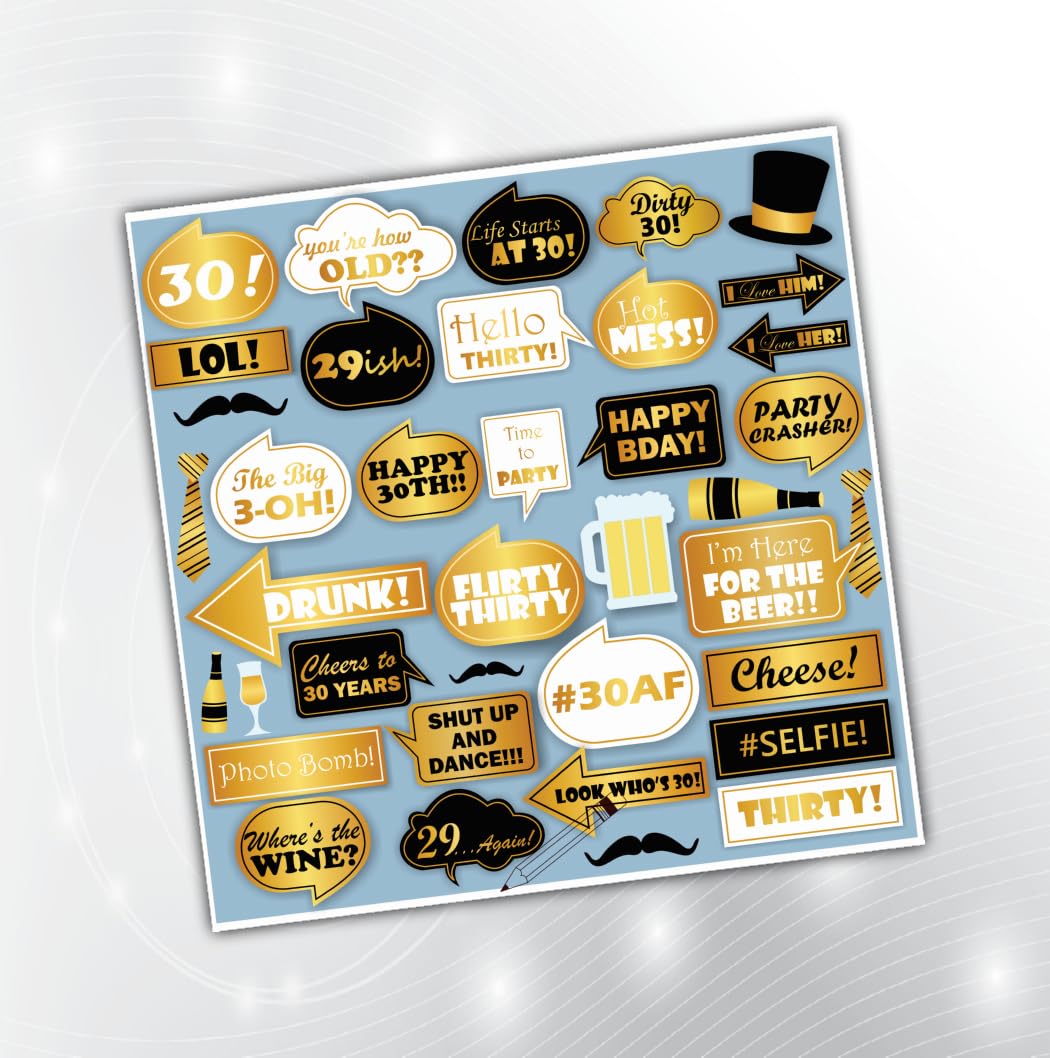 PartyStuff Birthday Theme Props  Life at 30 Birthday Props (36 Cards)