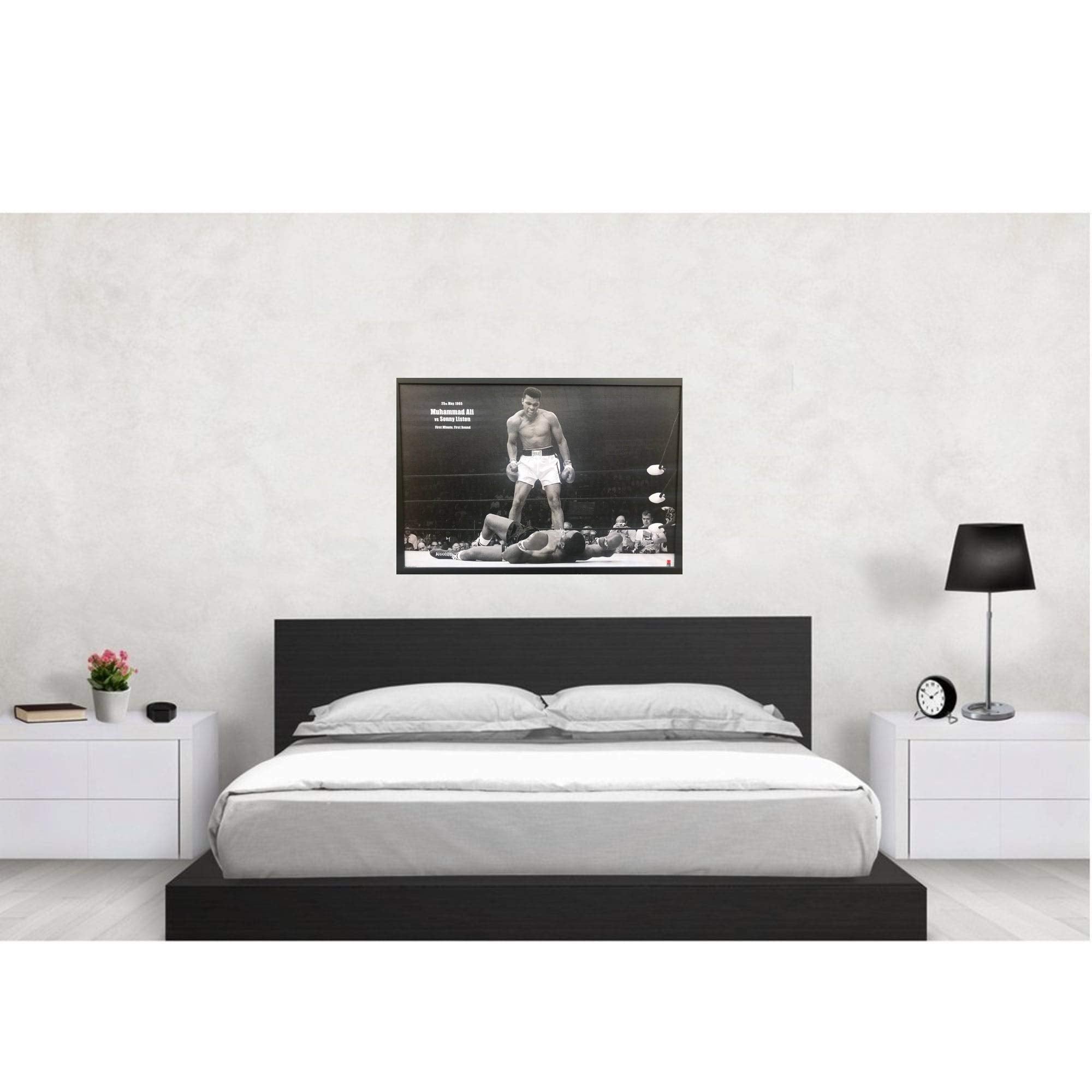 Muhammad Ali Vs Sonny Liston Boxing Wall Art Decor Framed Poster | Greatest Fighters & Fighting Artwork | 38X26 (Canvas Like) &