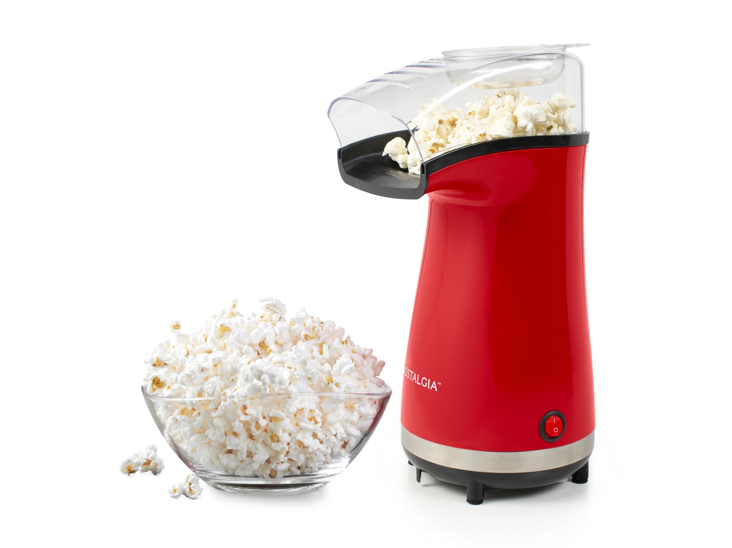 Nostalgia 16 Cup Hot Air Popcorn Maker | Makes Hot, Healthy Popcorn, No Oil Needed | Measuring Cap for Kernels Included | Stainl
