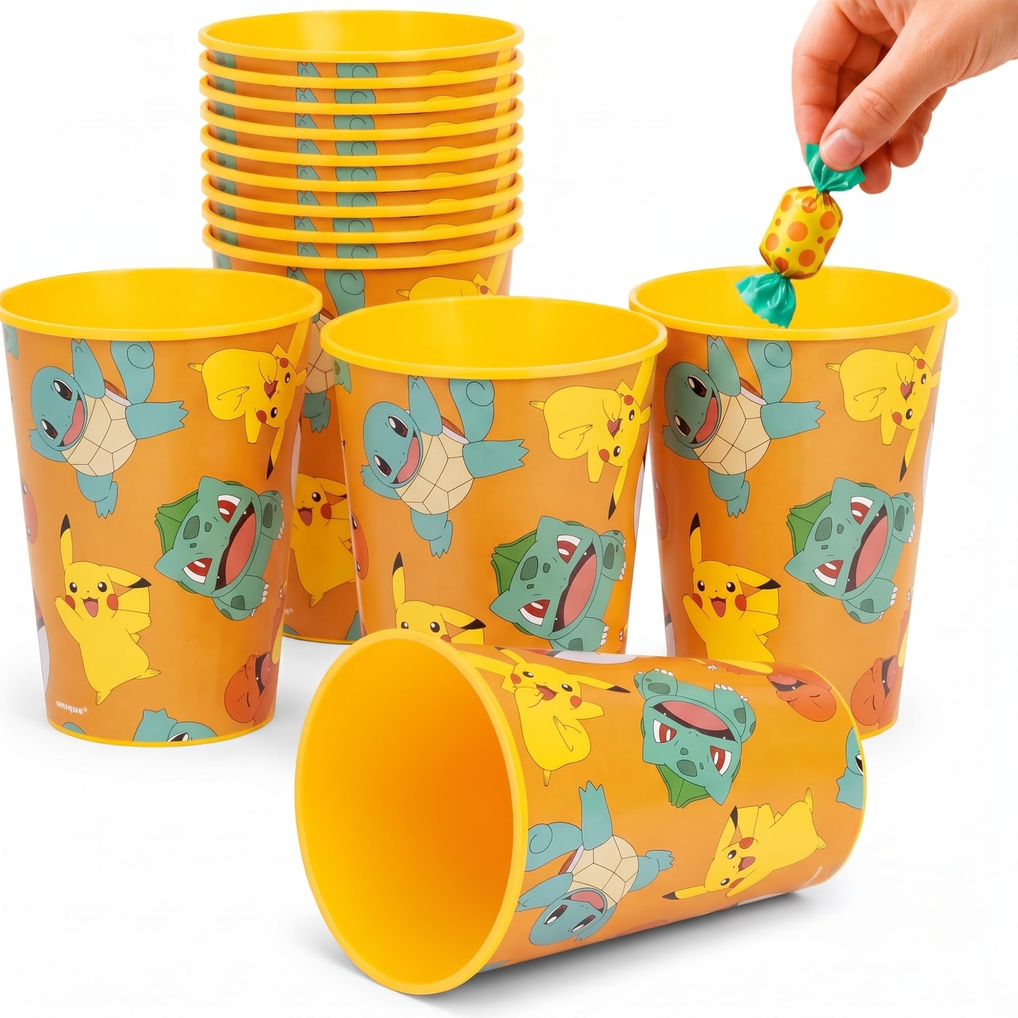 Unique Pokemon Cups  16 Pack  Plastic Reusable Party Favor Cups 16 oz  Pokemon Birthday Decorations and Party Supplies  for 