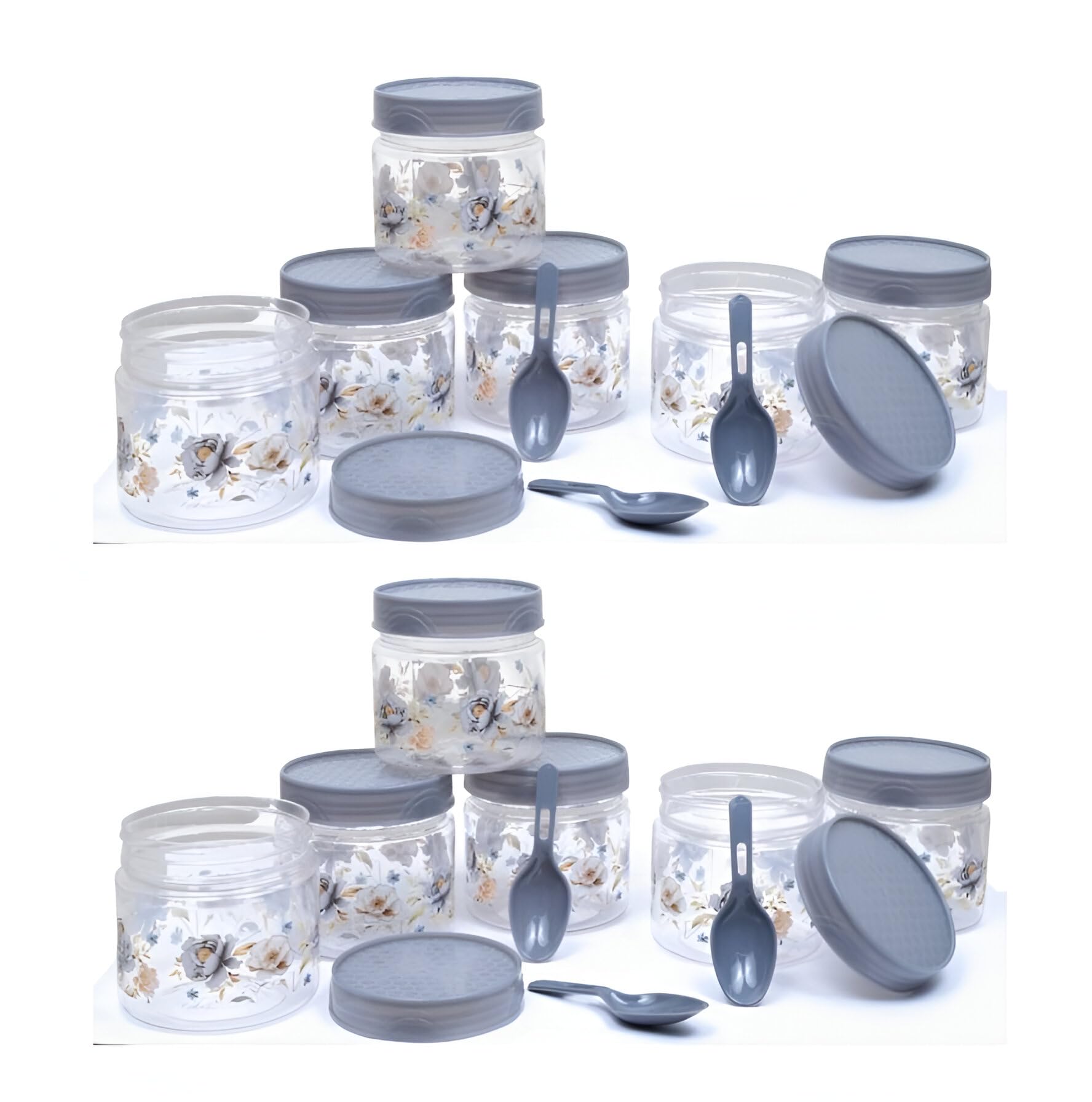 Vristo 200Ml Airtight Plastic Small Spice And Grocery Storage Container And Jar For Home And Kitchen Storage Set Box With Spoon 