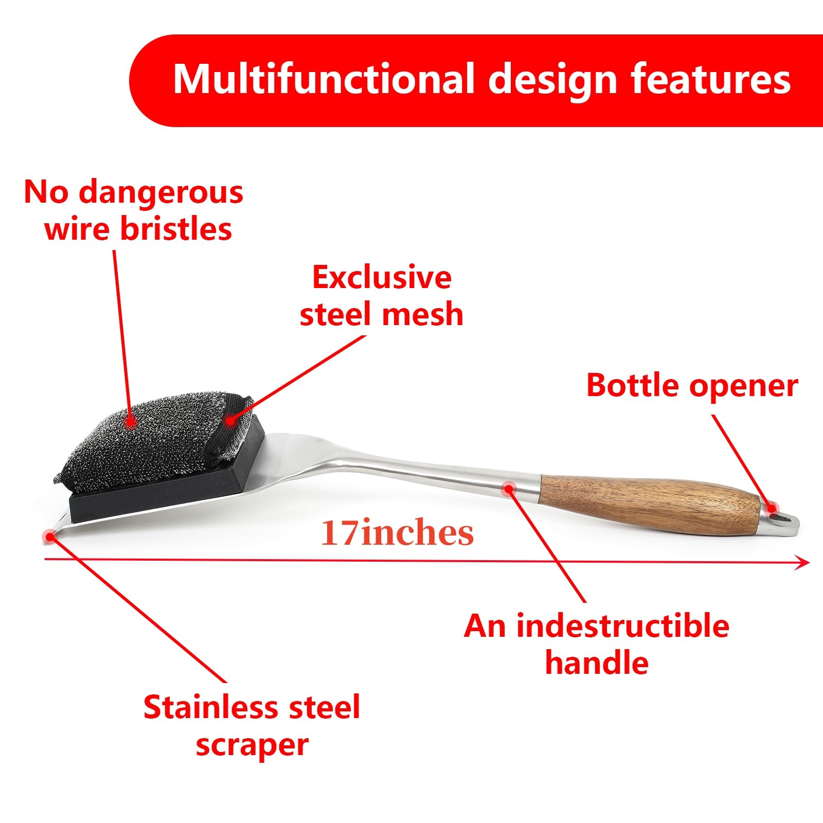 Xudakaixin Grill Brush Bristle Free,Water-Activated Steam Effectively Cleans The Grill.Unique Steel Fibers For Cast Iron/Stainle
