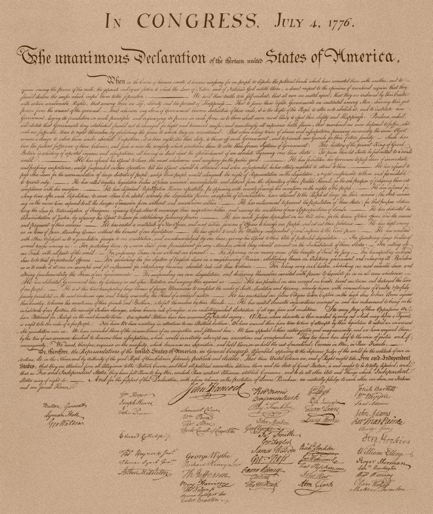 Vintage Copy Of The United States Declaration Of Independence Poster Print (8 X 10)