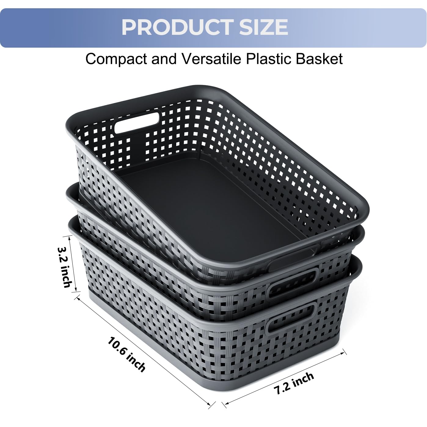 Fucdtefc 6 Pack Small Plastic Basket, Storage Bin Baskets For Organizing, Pantry Organizer Household Wicker Storage For Laundry