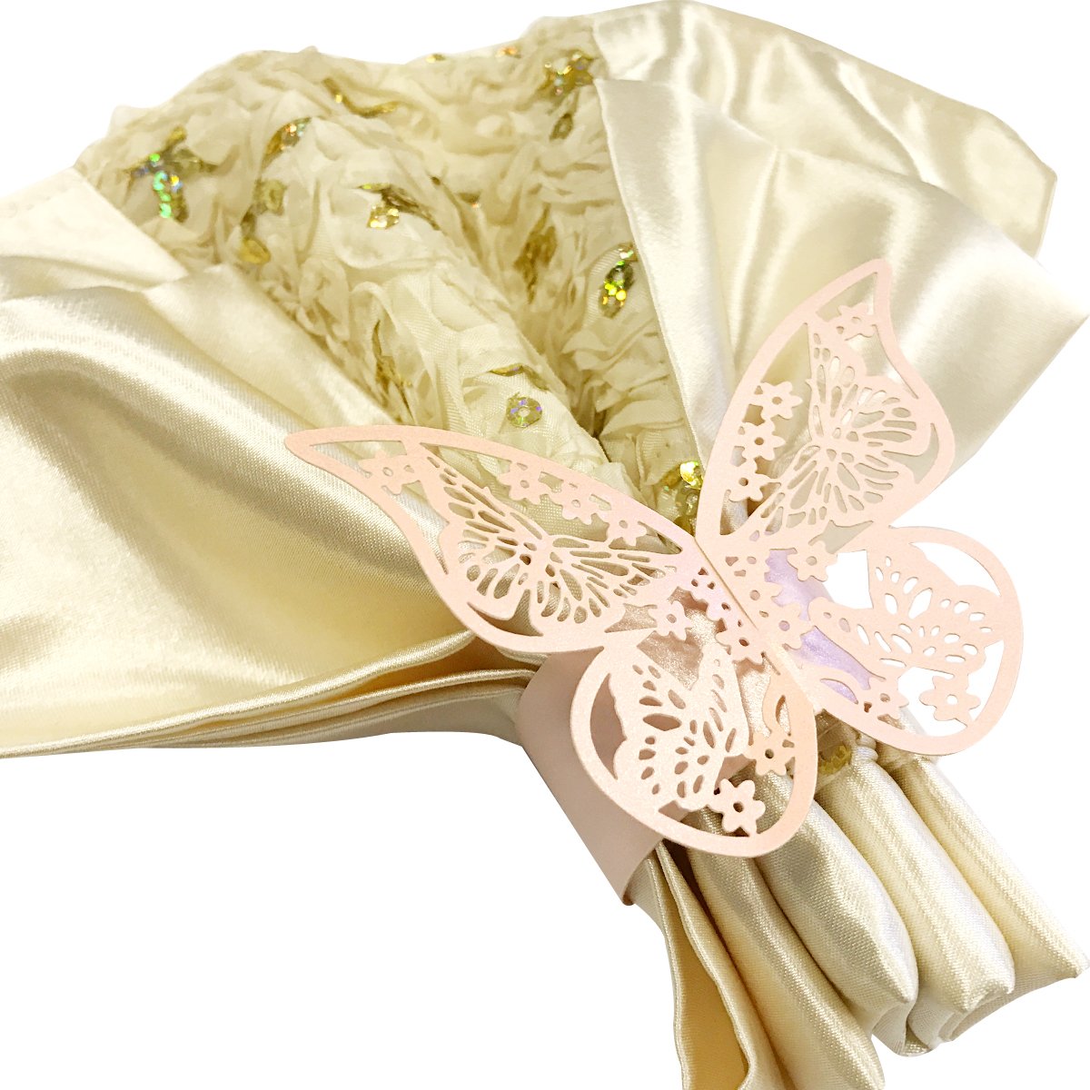 Butterflies Wedding Decor Napkin Rings (Set Of 50), Pink