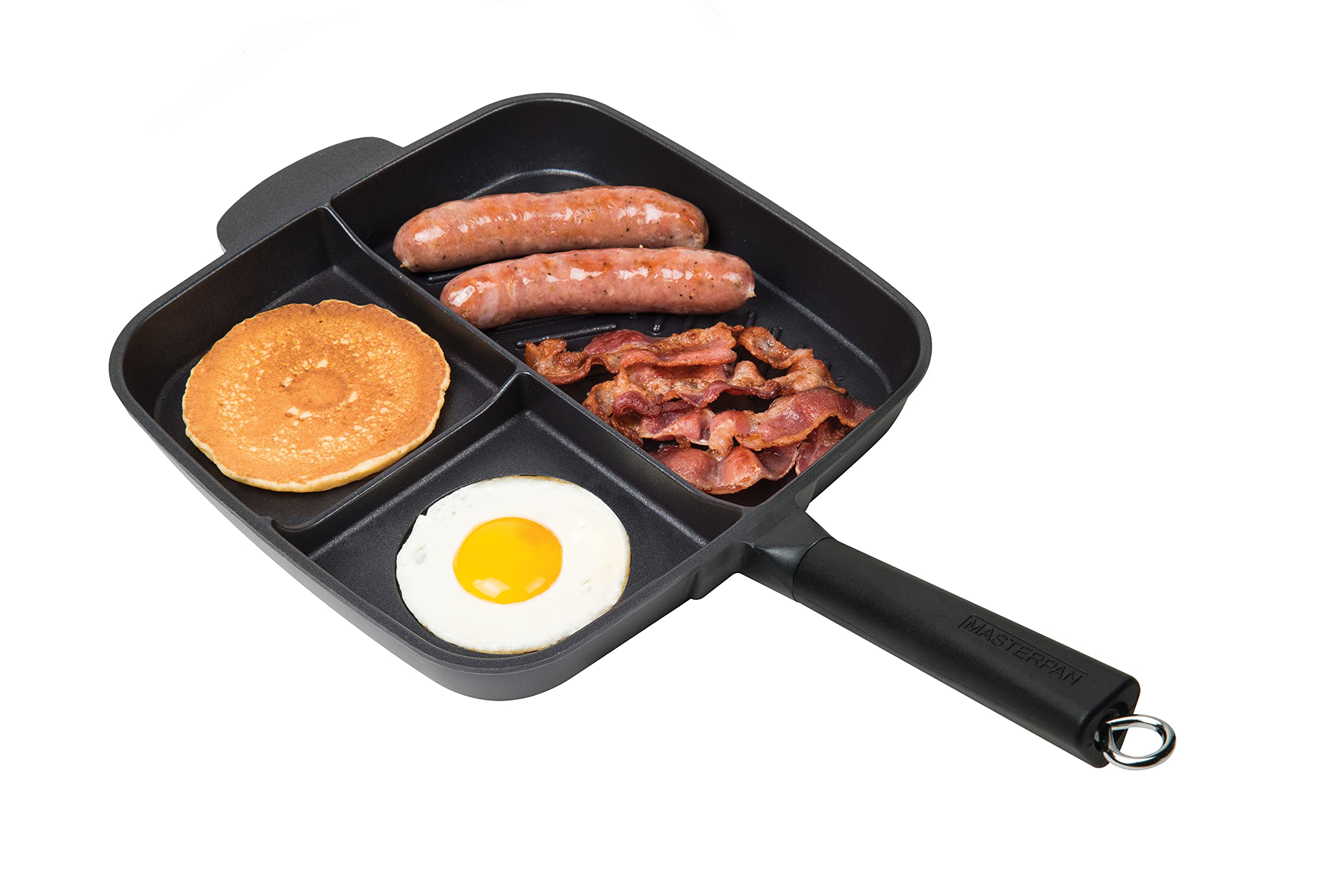 Masterpan Non-Stick 3 Section Meal Skillet, 11'', Black
