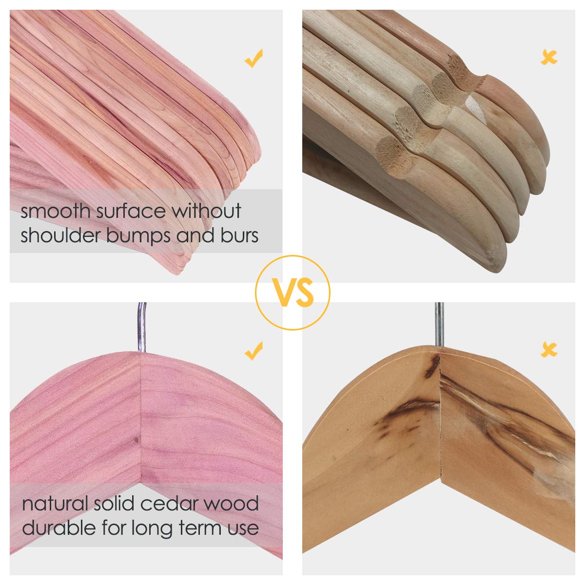 Elong Home Cedar Hangers, 12 Pack Sturdy Wooden Hangers With 360 Degree Swivel Hook, Smooth Surface Wood Coat Hangers With Cedar