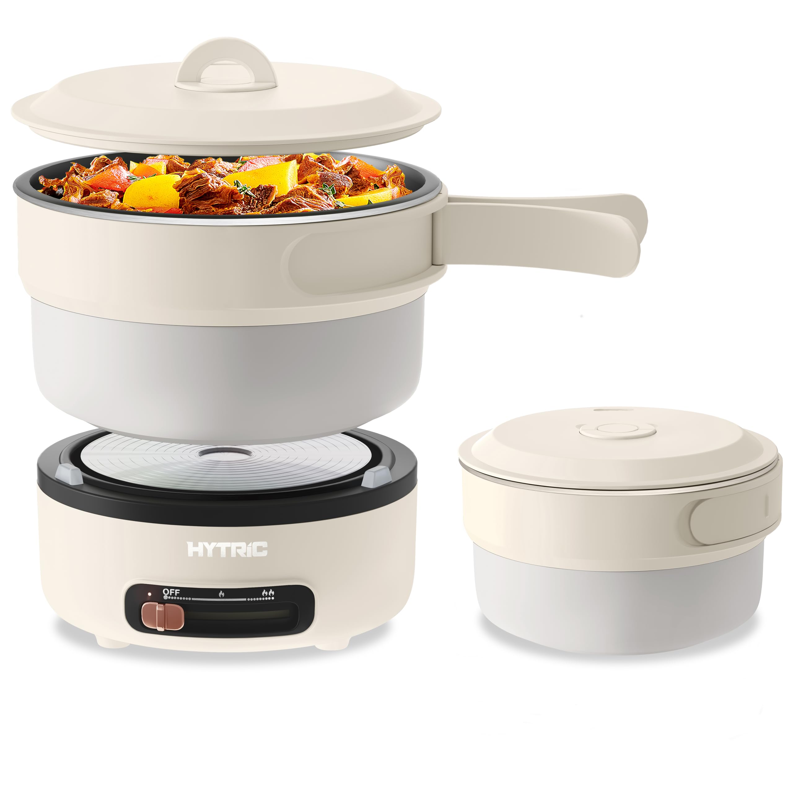HYTRIC 2L Electric Pot, Portable Hot Pot Electric with Foldable Handle