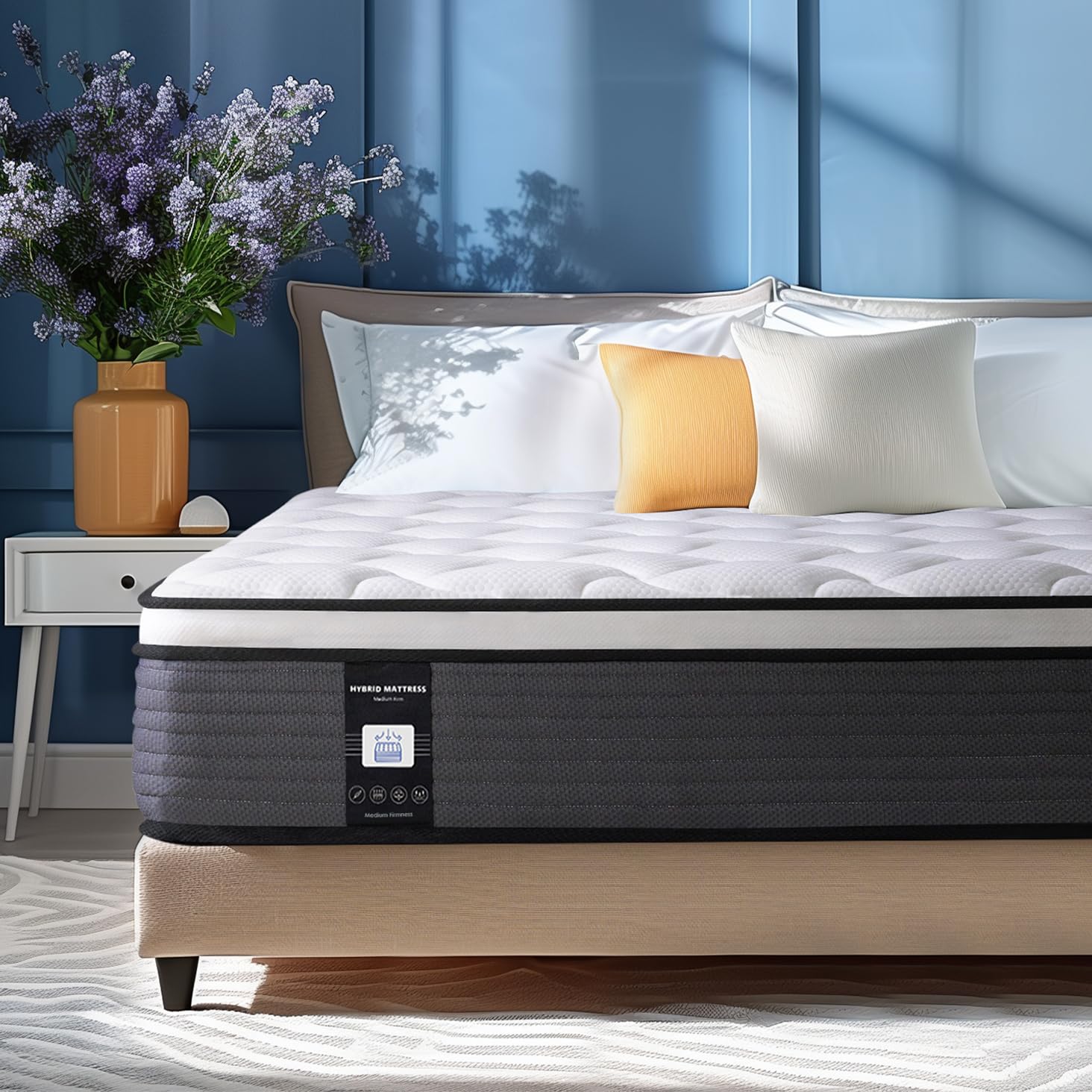 14 Inch Queen Mattress, Memory Foam Hybrid Mattress, Motion Isolation Pocket Spring Mattress in a Box, Medium Firm for Pressure 