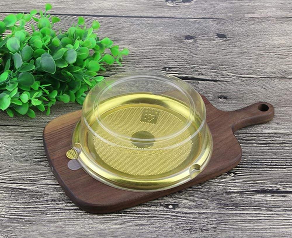 Cake Box - 50 Sets Diameter 3 3/4 Inch X H 1 1/4 Inch Clear Plastic Mini Cake Box - Feast Cupcake Box - Muffin Box Biscuit Box F