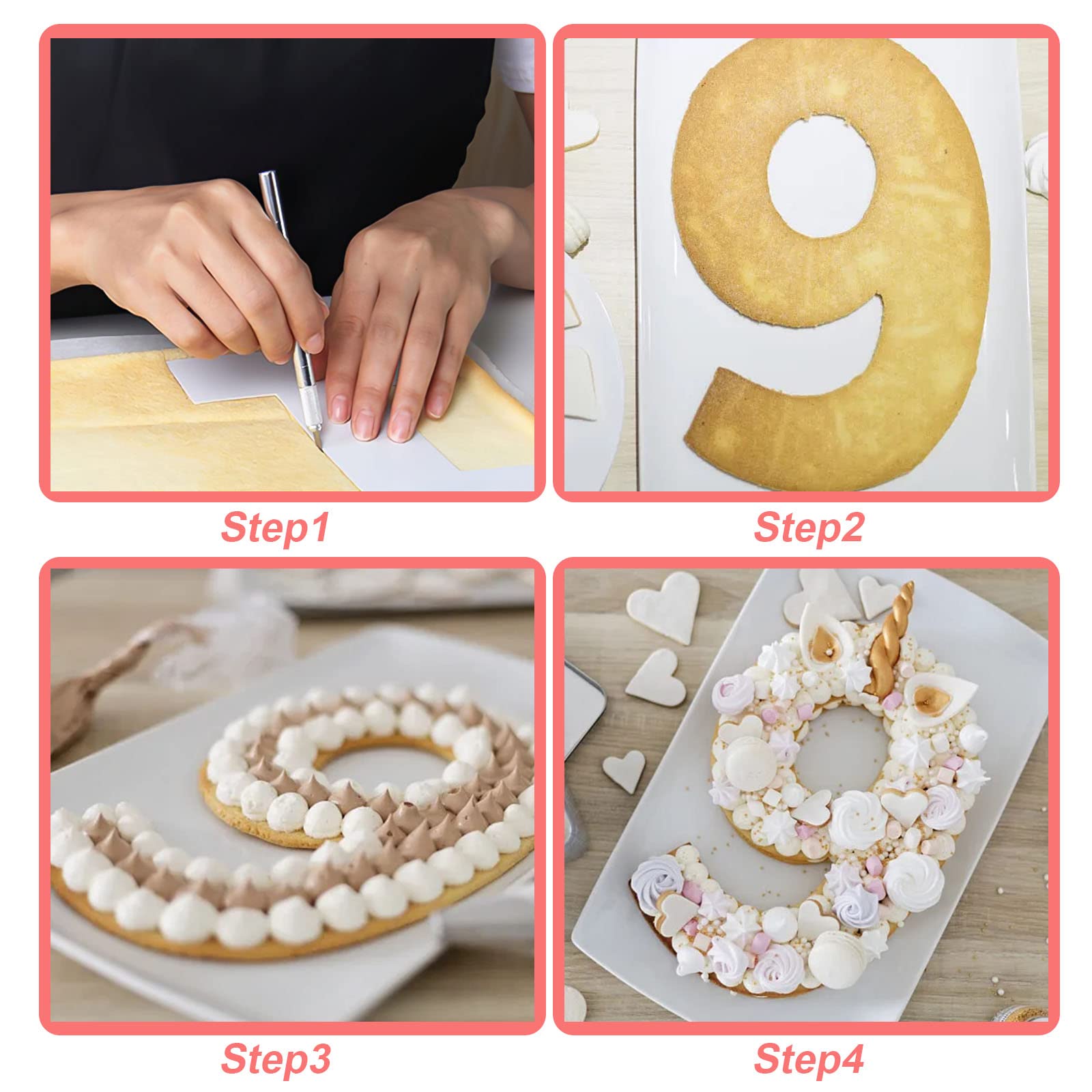 Ciemoda Large Number Stencils Set,Number Cake Stencil,Number0 1 2 3 4 6 7 8 Large Stencils For Painting Walls Floor,Cake Stencil