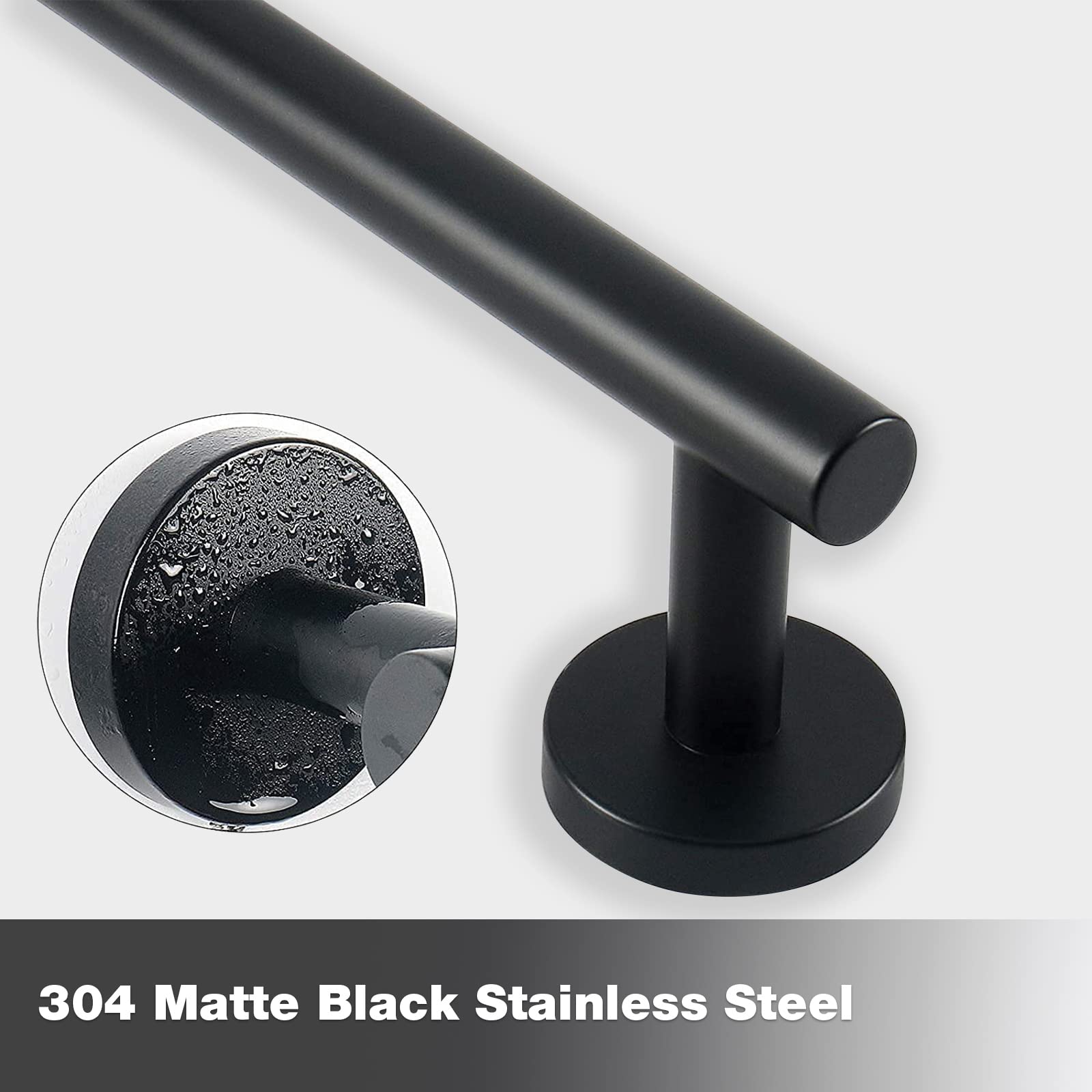 Cilee 2 Pieces Matte Black Bathroom Towel Bar  16 Inch Double Towel Racks Bathroom Towel Holder Towel Hanger for Bathroom Stainless Steel Wall Mount