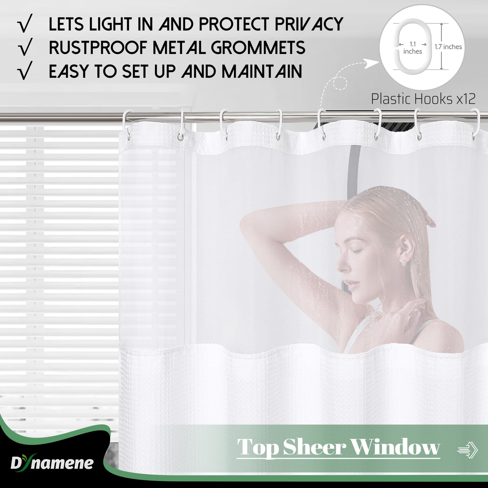 Dynamene 78 Inch Long Shower Curtain, Tall Waffle Fabric Shower Curtains For Bathroom, Hotel Waterproof Cloth Shower Curtain Lin