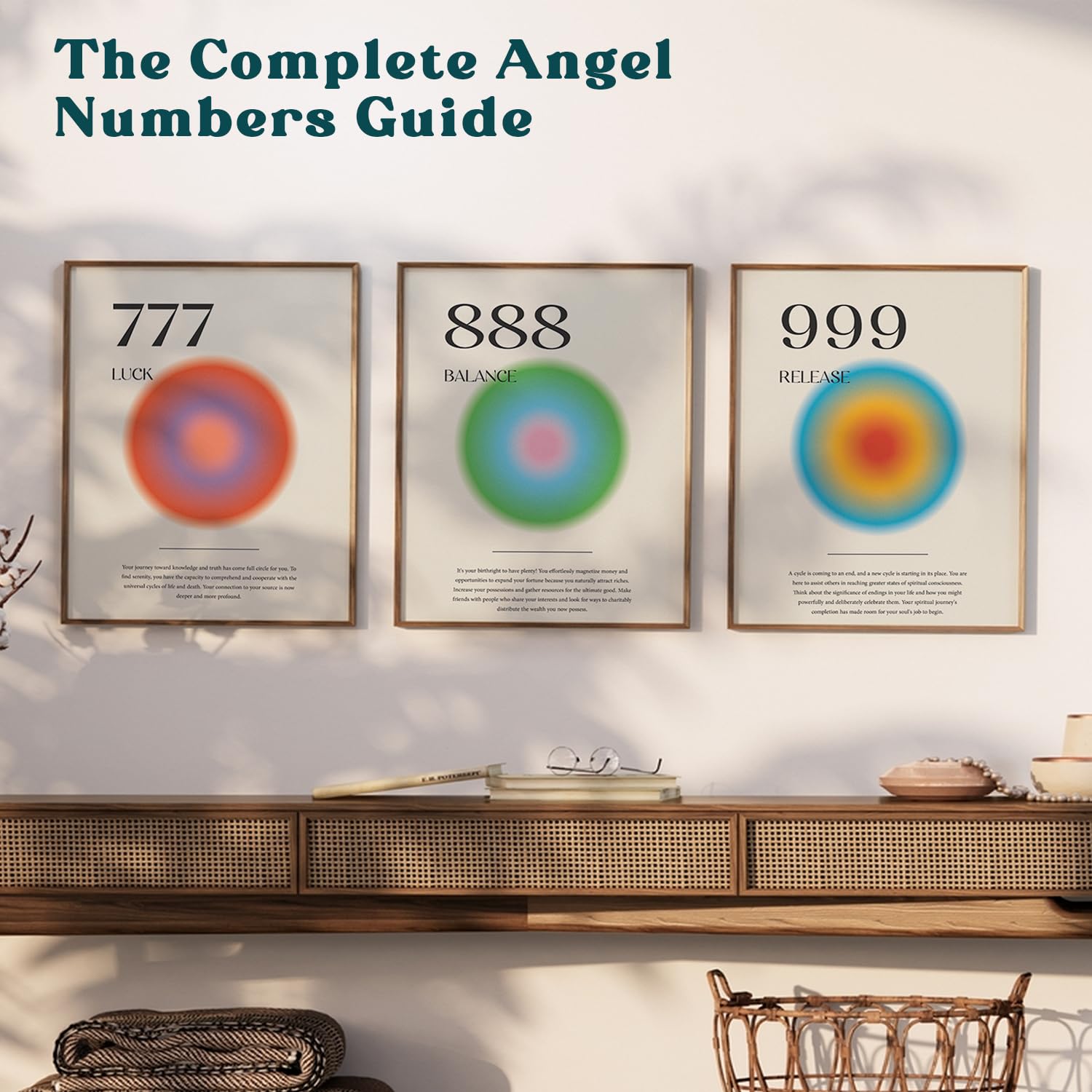 Elegend Angel Number Poster - 9 Pcs Aura Angel Numbers Poster For Room Aesthetic Minimalist Inspirational Quotes Wall Art Bedroo
