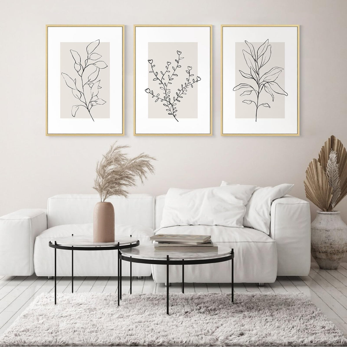 Neutral Botanical Prints Wall Art Decor Plant Minimalist Canvas Pictur ...