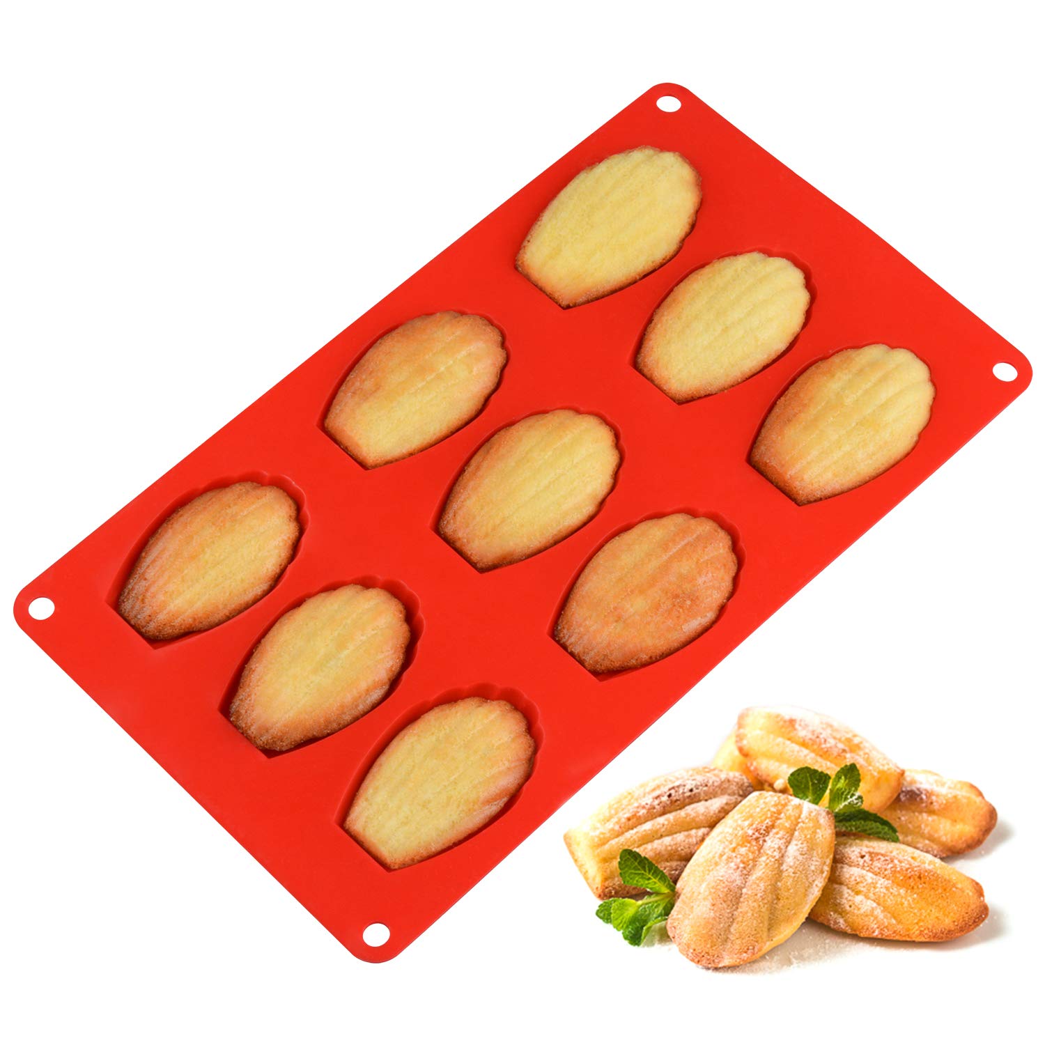 Silicone Madeleine Pans - 9 Cups Madeleine Mold For Small Cake, Chocolate, Cookies Pack Of 2