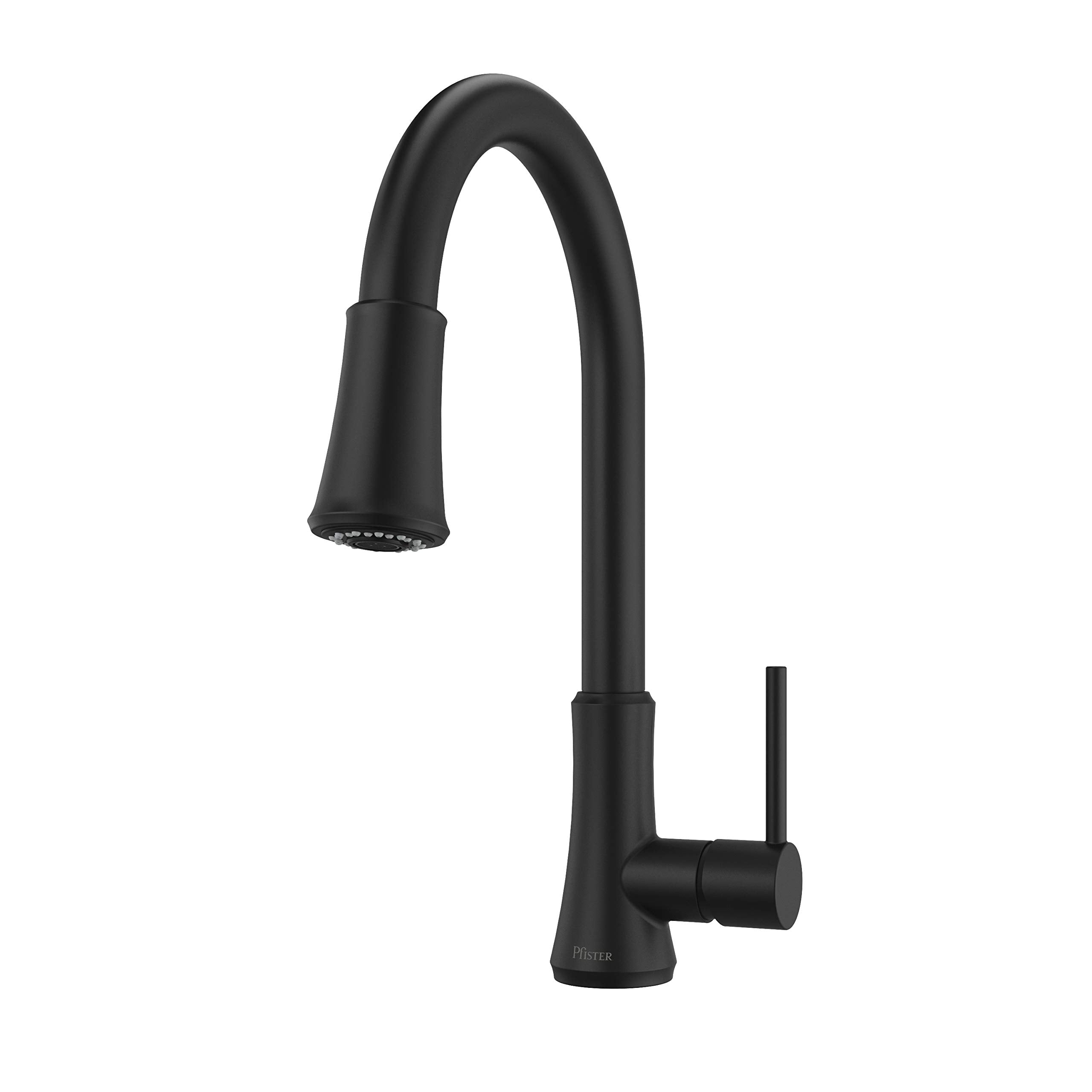 Pfister Pfirst Series Kitchen Faucet with Pull-Down Sprayer, Single Handle, High Arc, Matte Black Finish, G529PF2B