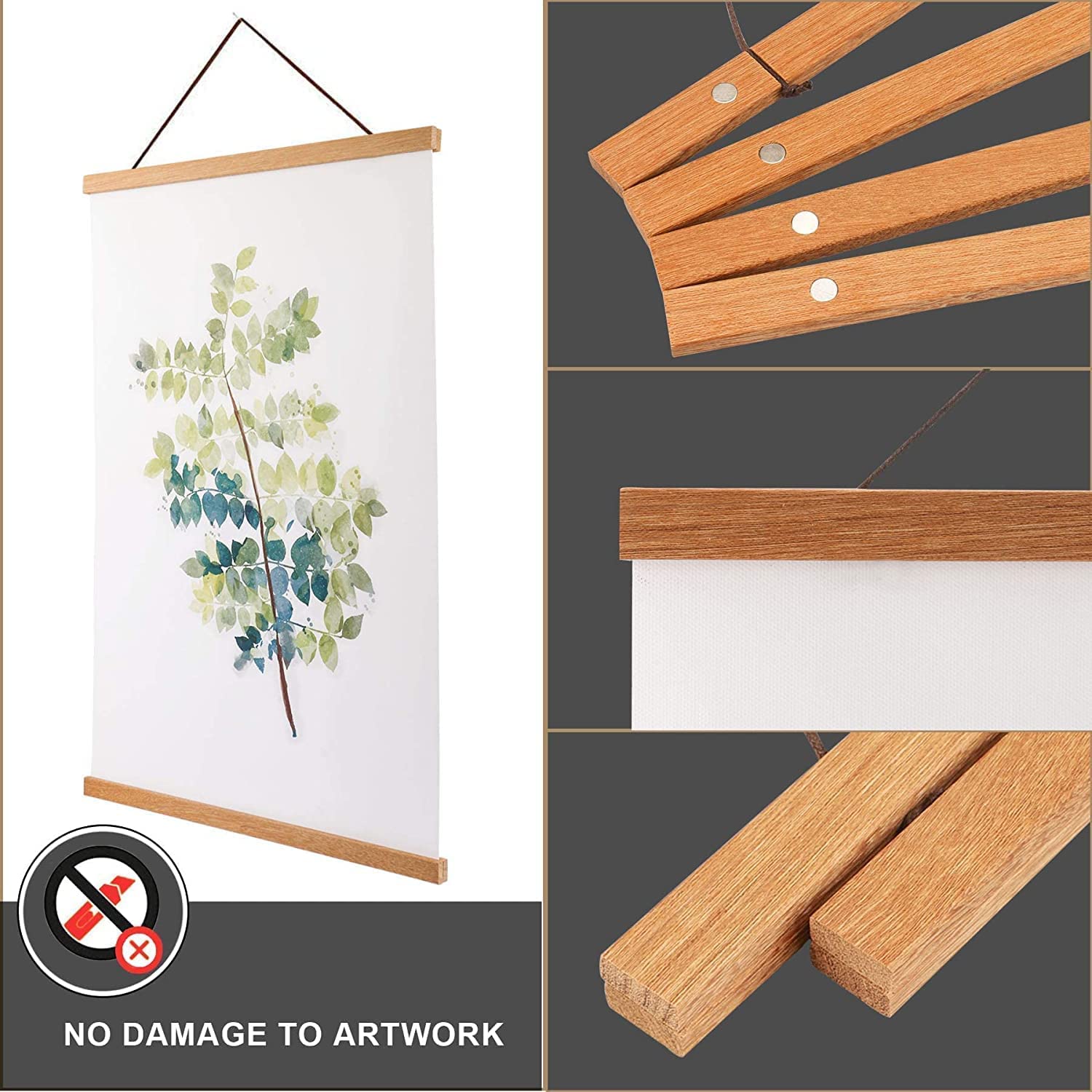 WITCOLOR Magnetic Poster Hanger Frame 28x22 28x20 28x40 Poster Frame 28 Inch Wide 1 Pack Magnetic Hanging Frame Teak Wood 28'' Wide Magnetic Poster Hanger Picture Frame