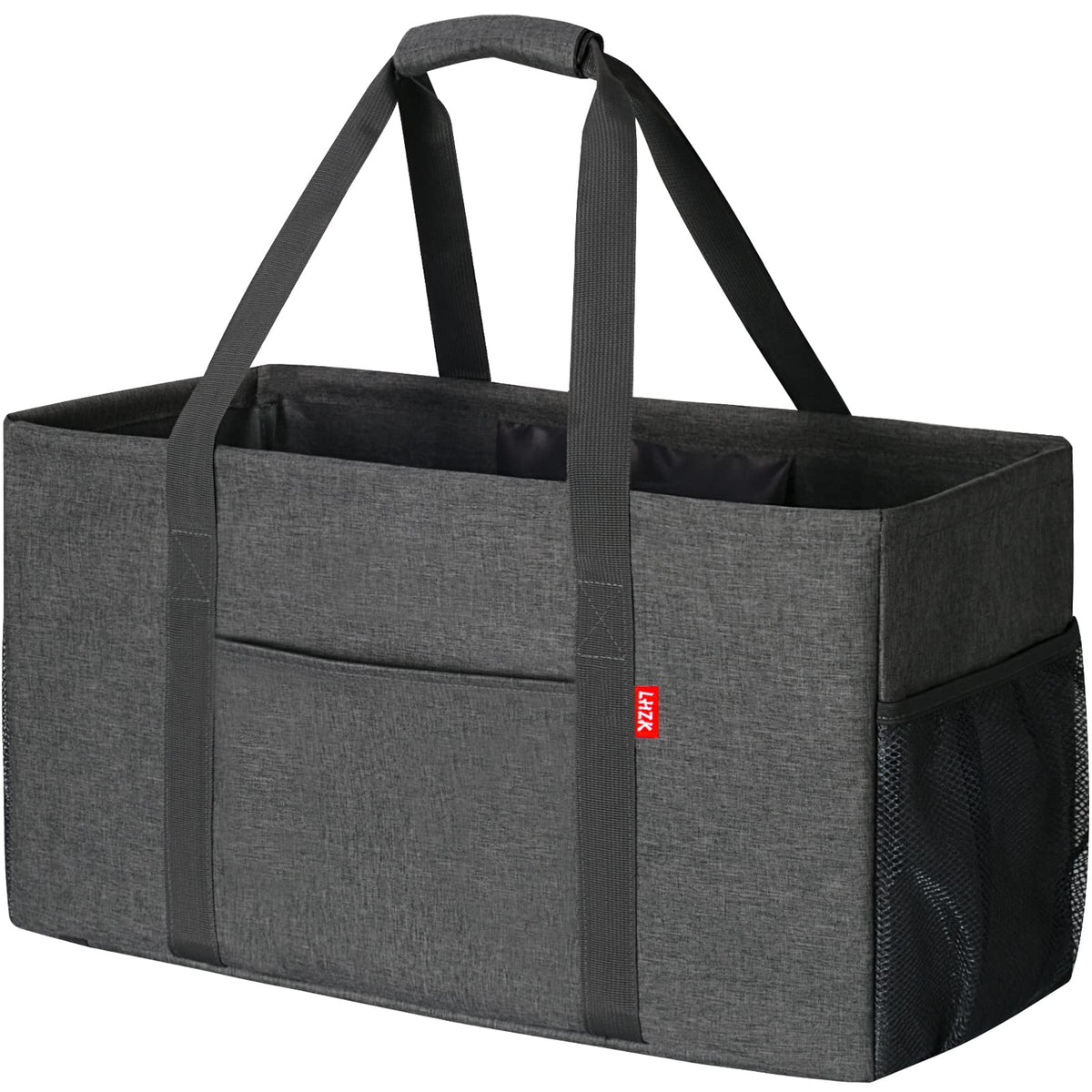 Lhzk Standing Extra Large Utility Tote Bag With Metal Wire Frame And The Sides Rinforced, Large Collapsible Tote (Gray)