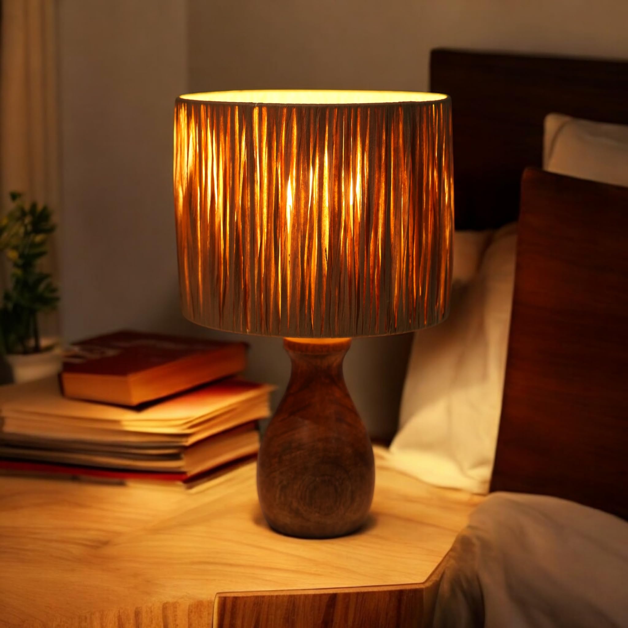 Ikari Homes Boho Raffia Table Lamp I Center Table Lamp For Restaurant I Office Desk Lamp I Night Lamp Bedroom I Home Decor Items