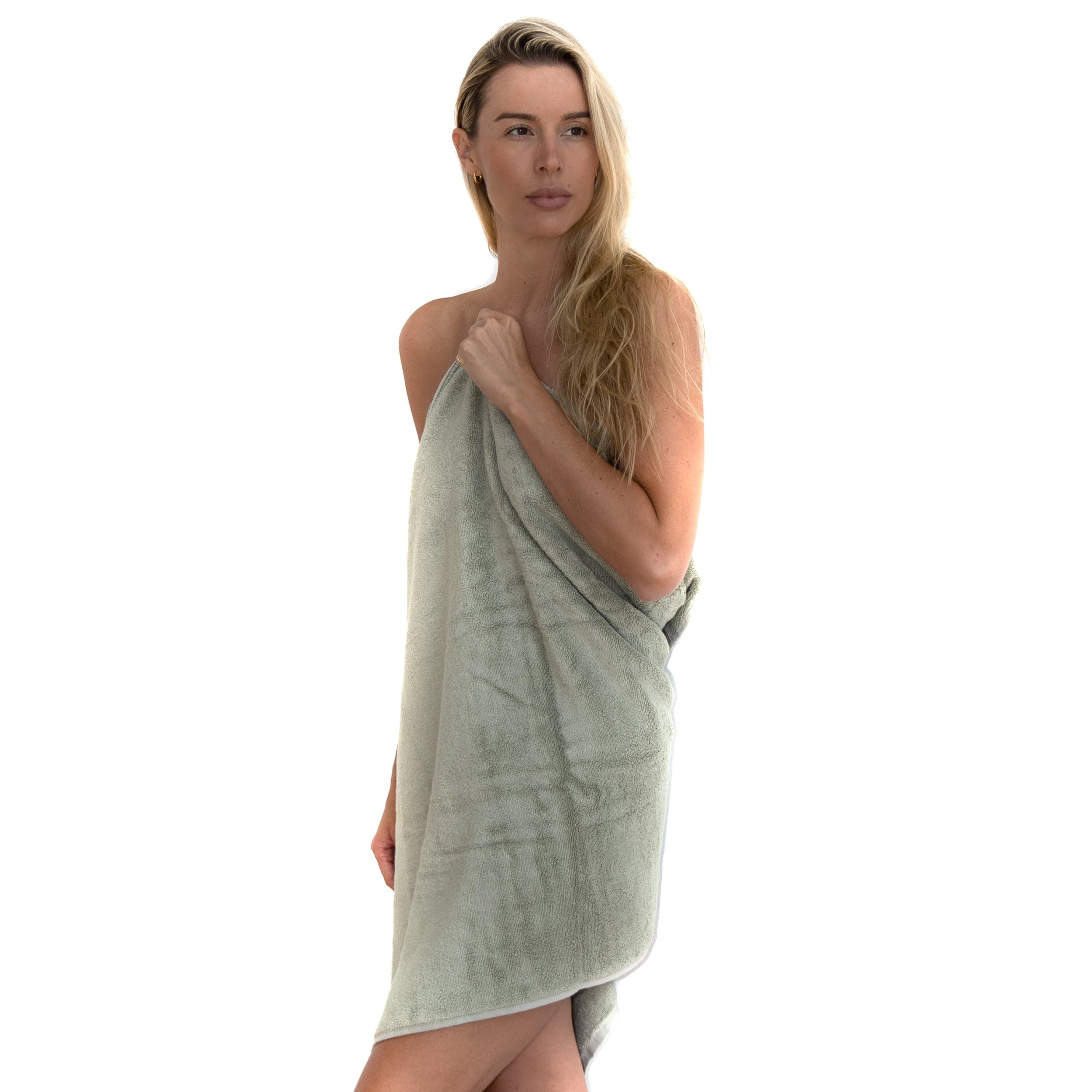 Mosobam Luxury Turkish 8Pc Towel Set 30X58 16X30 13X13 Light Grey (Gray) 700 Gsm Bamboo Viscose & Aegean Turkish Combed Cotton