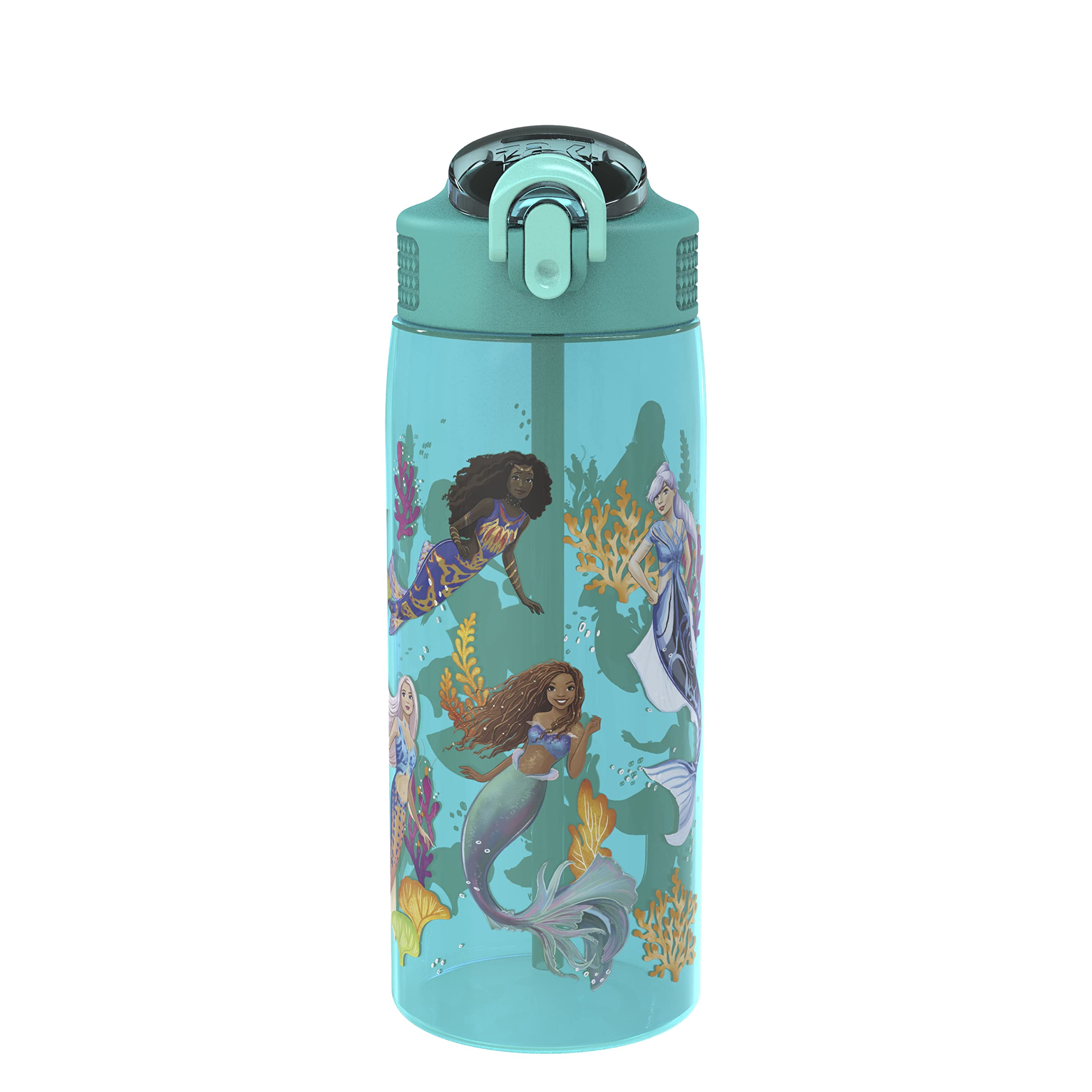 Zak Designs Disney The Little Mermaid 2023 Kids Water Bottle For School or Travel, 25oz, Durable Plastic, with PopUp Antimicrob