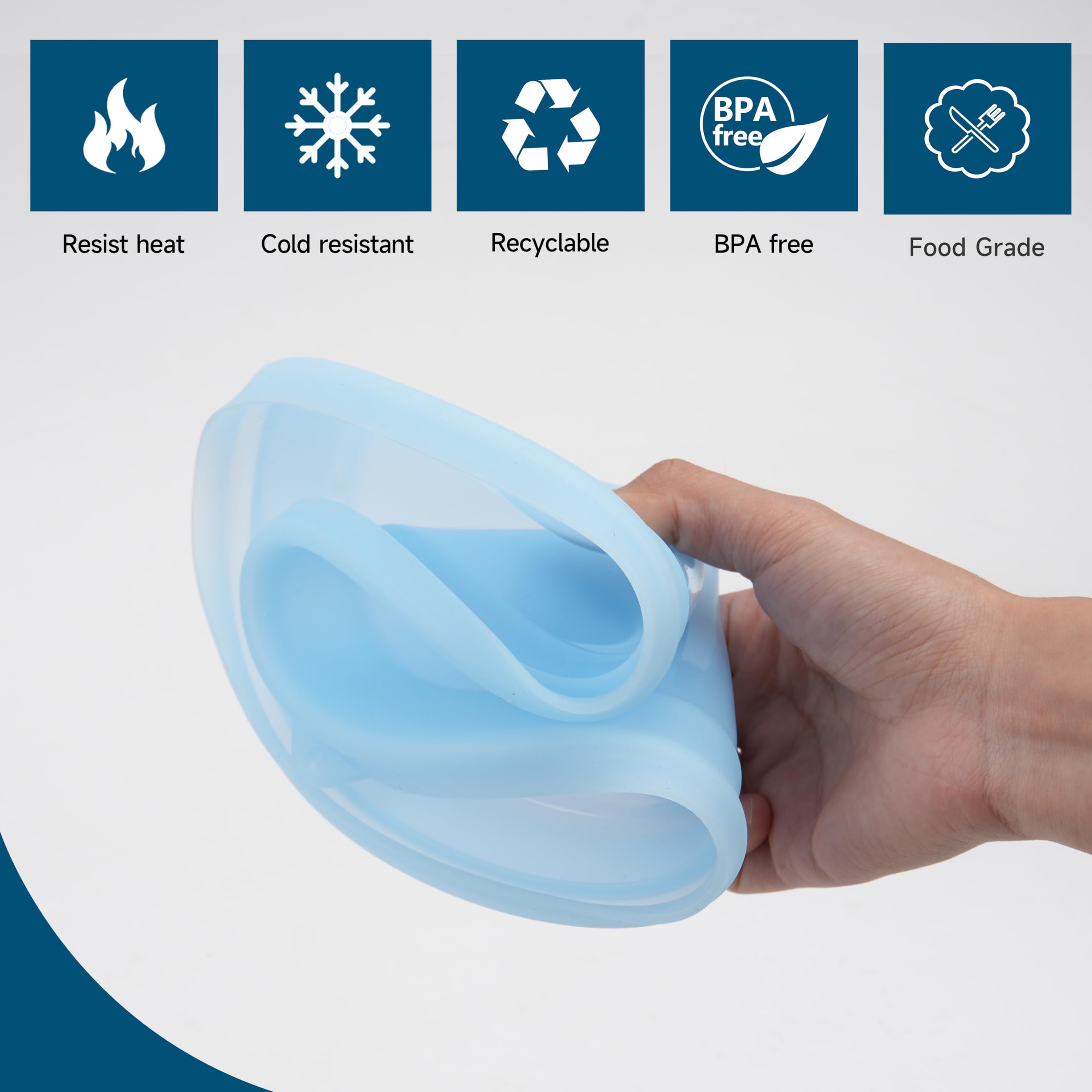 Kiicii 4 Pack Silicone Lids For Corelle Vitrelle 428-Pc 28-Oz Soup/Cereal Bowls, Freezer & Microwave & Dishwasher Safe (Bowl Not