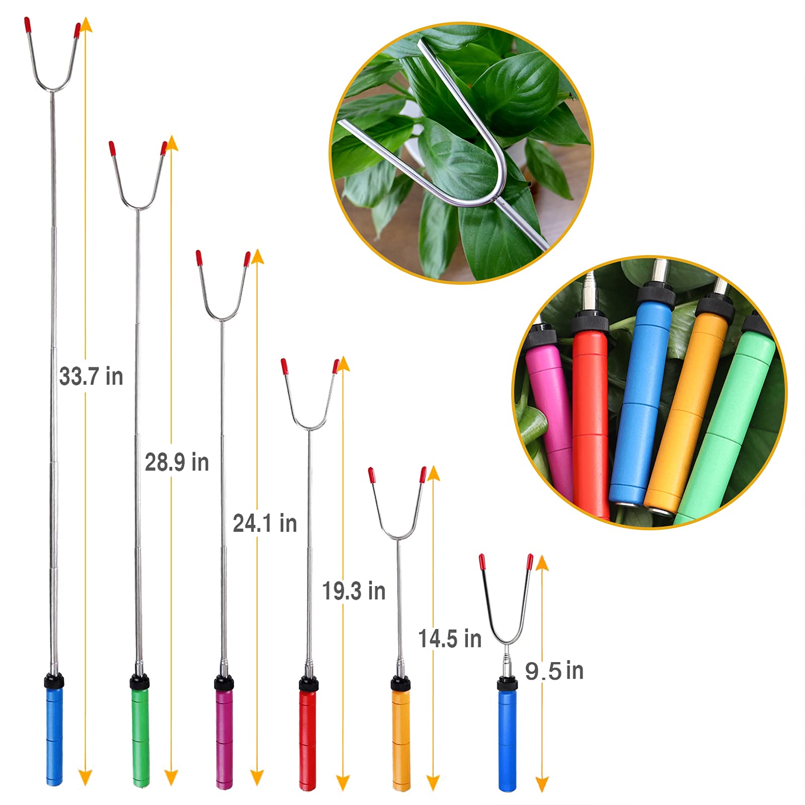 Ajmyonsp 34'' Marshmallow Roasting Sticks - Smores Skewers Hot Dog Sticks for Fire Pit Extendable BBQ Forks for Sausage Campfire Camping