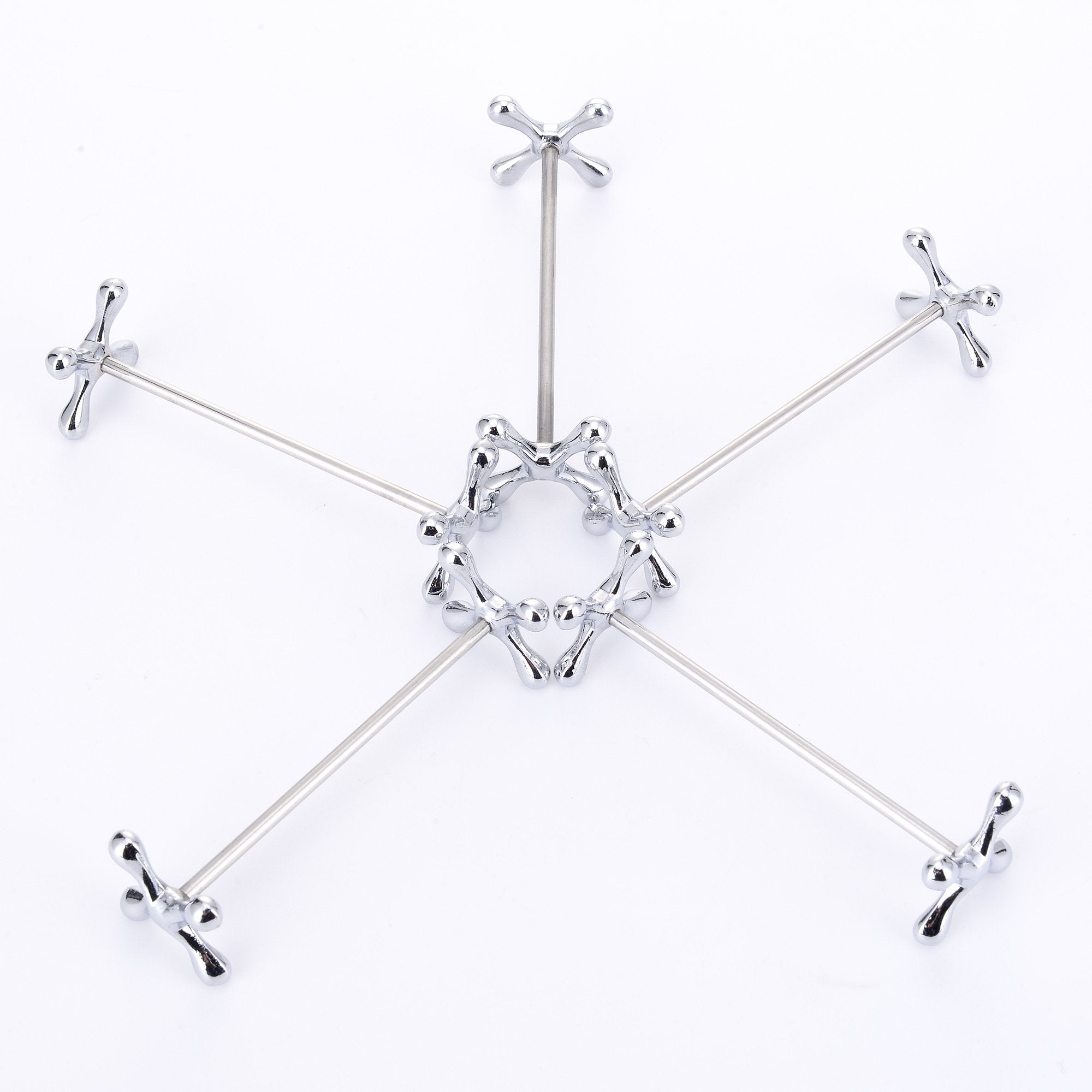 Chezmax Silver Zinc Alloy Flower Chopsticks Rest Spoons Stand Forks Knifes Holder Pack Of 5