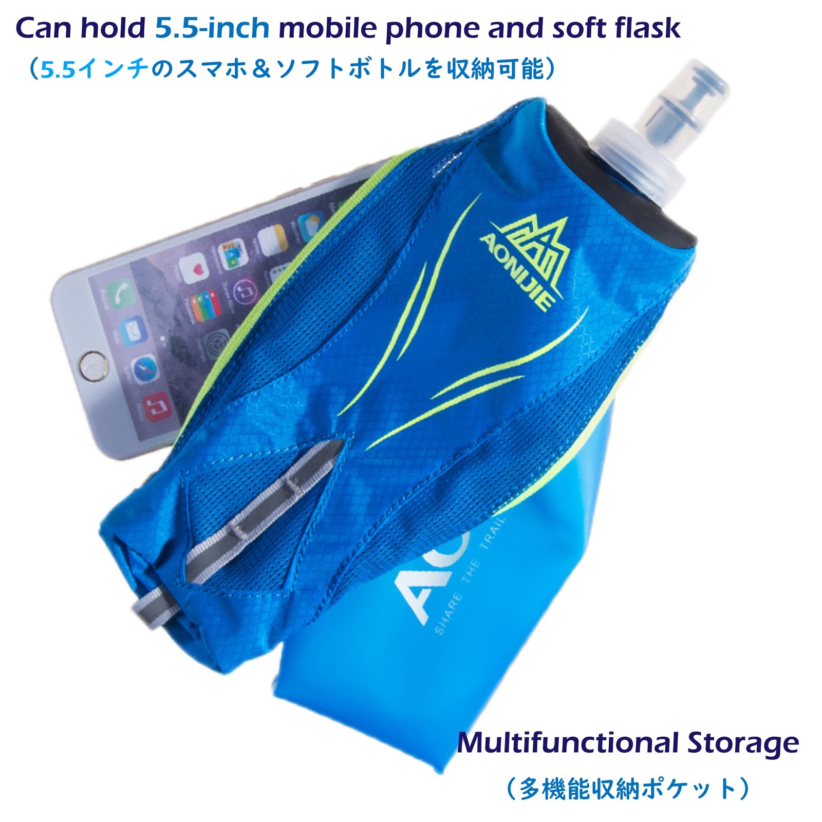 Triwonder Handheld Water Bottle For Running, Quick Grip Chill 17 Oz Handheld Soft Water Bottle With Hand Strap Hydration Pack, B