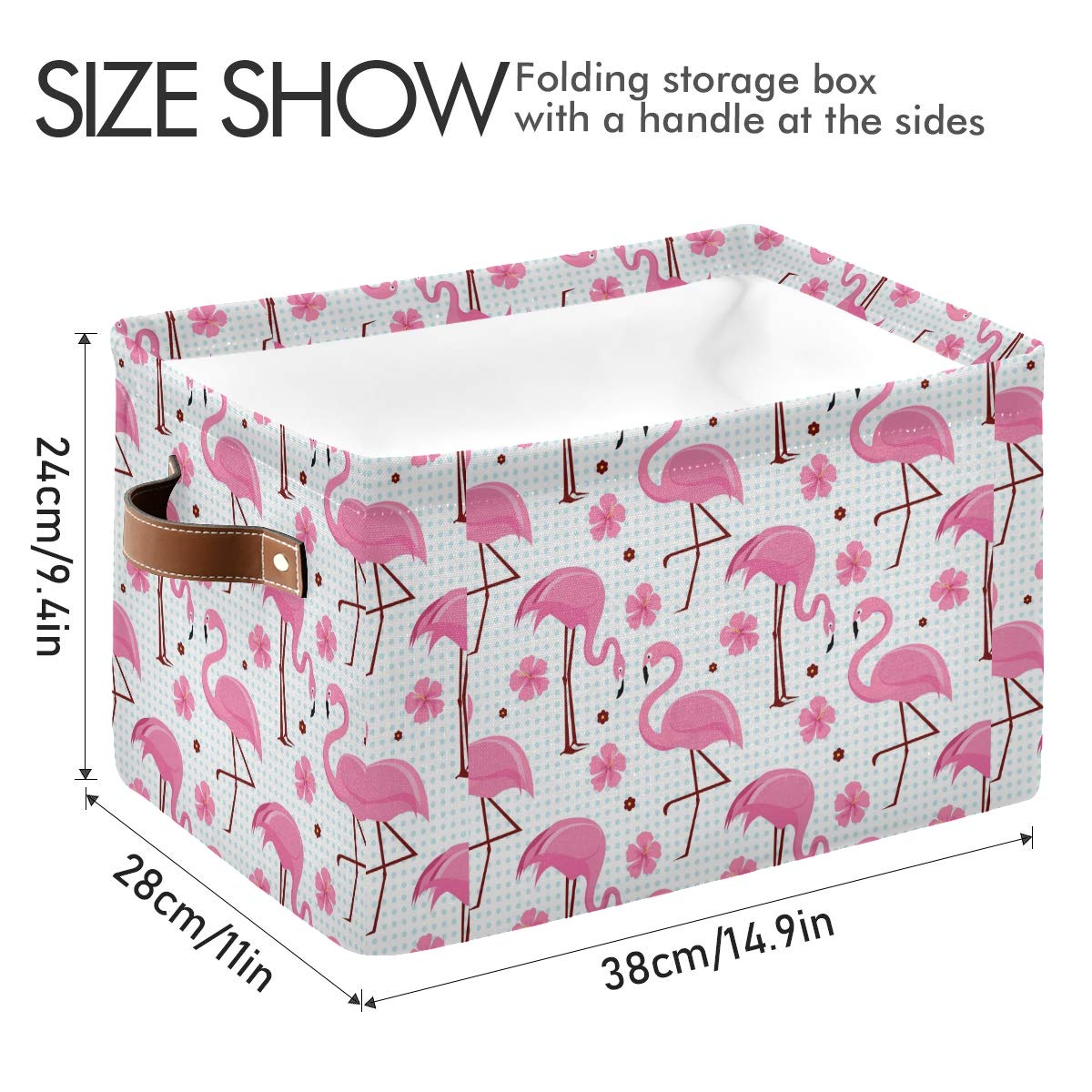 Keepreal Pink Flamingos Storage Basket Bin, Large Cube Storage Box Canvas Collapsible Storage Organizer For Home Office Closet -