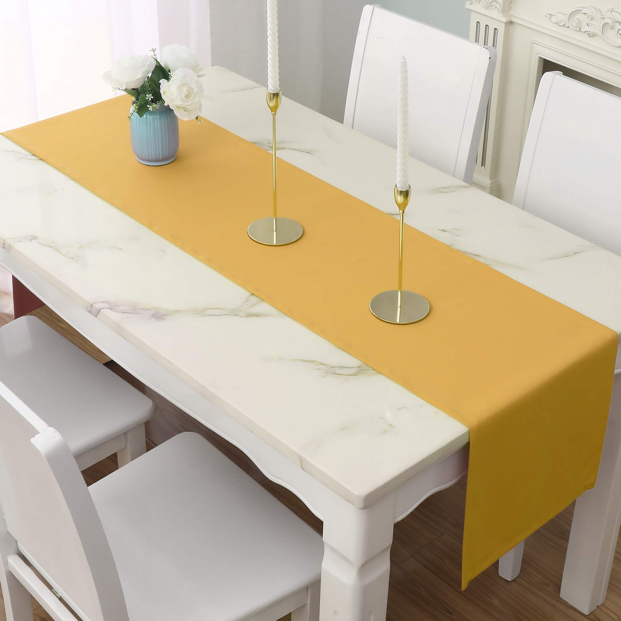 Dualife Table Runner Yellow Vivid Fall Yellow Table Runner For Wedding Family Dinner Outdoor Picnic Table Handmade Table Runners