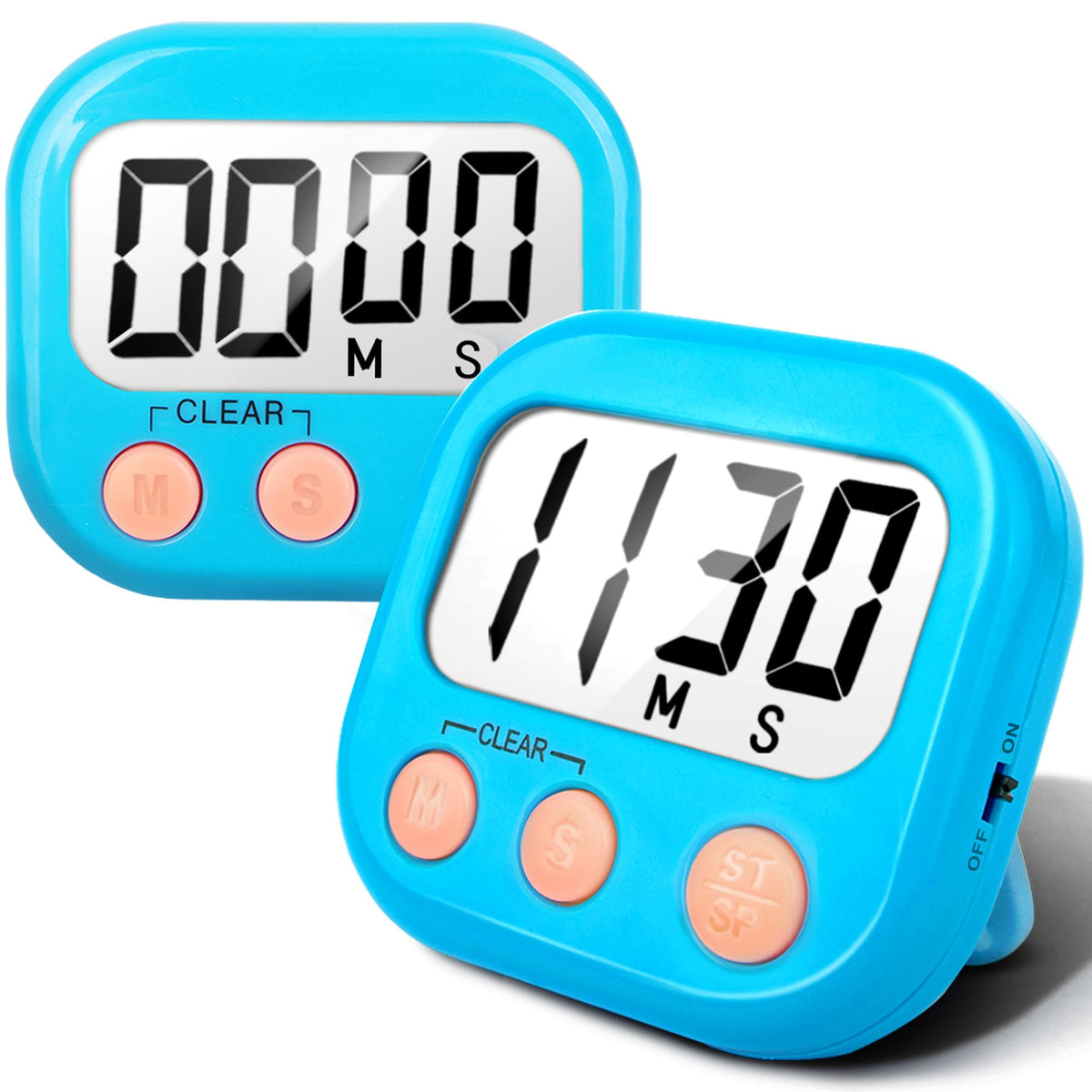 2 Pack Kitchen Timers Loud Ring Digital Timers for Cooking Magnetic Bl ...