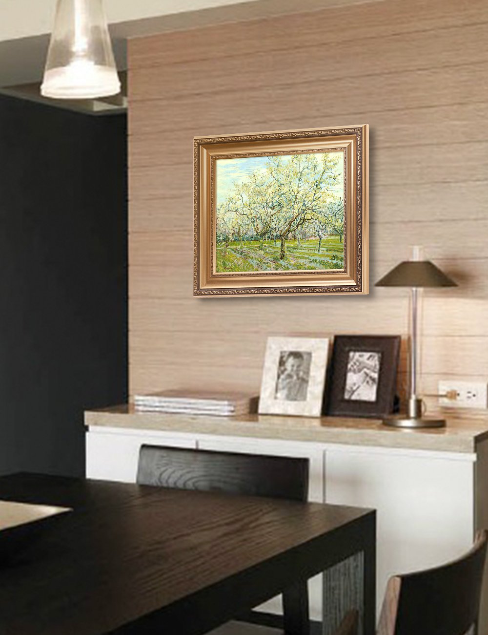 Decorarts - The White Orchard, Vincent Van Gogh Art Reproduction. Giclee Prints Match With Golden Framed For Wall Decor. Picture