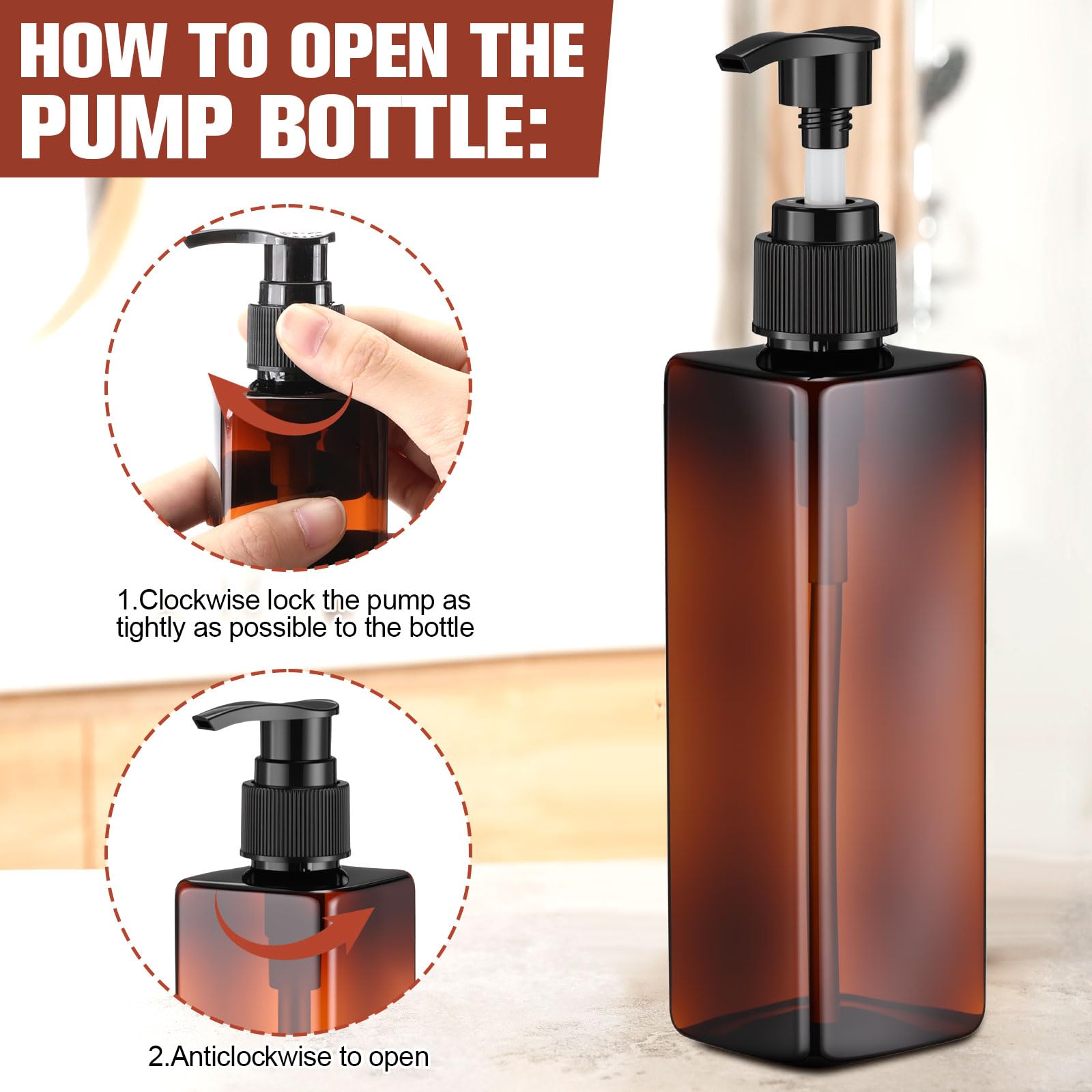 Chunful 8 Pcs Soap Dispensers Plastic Pump Bottles 8.5 oz Refillable Dishwashing Liquid Dispenser with Pump Leakproof Empty Loti