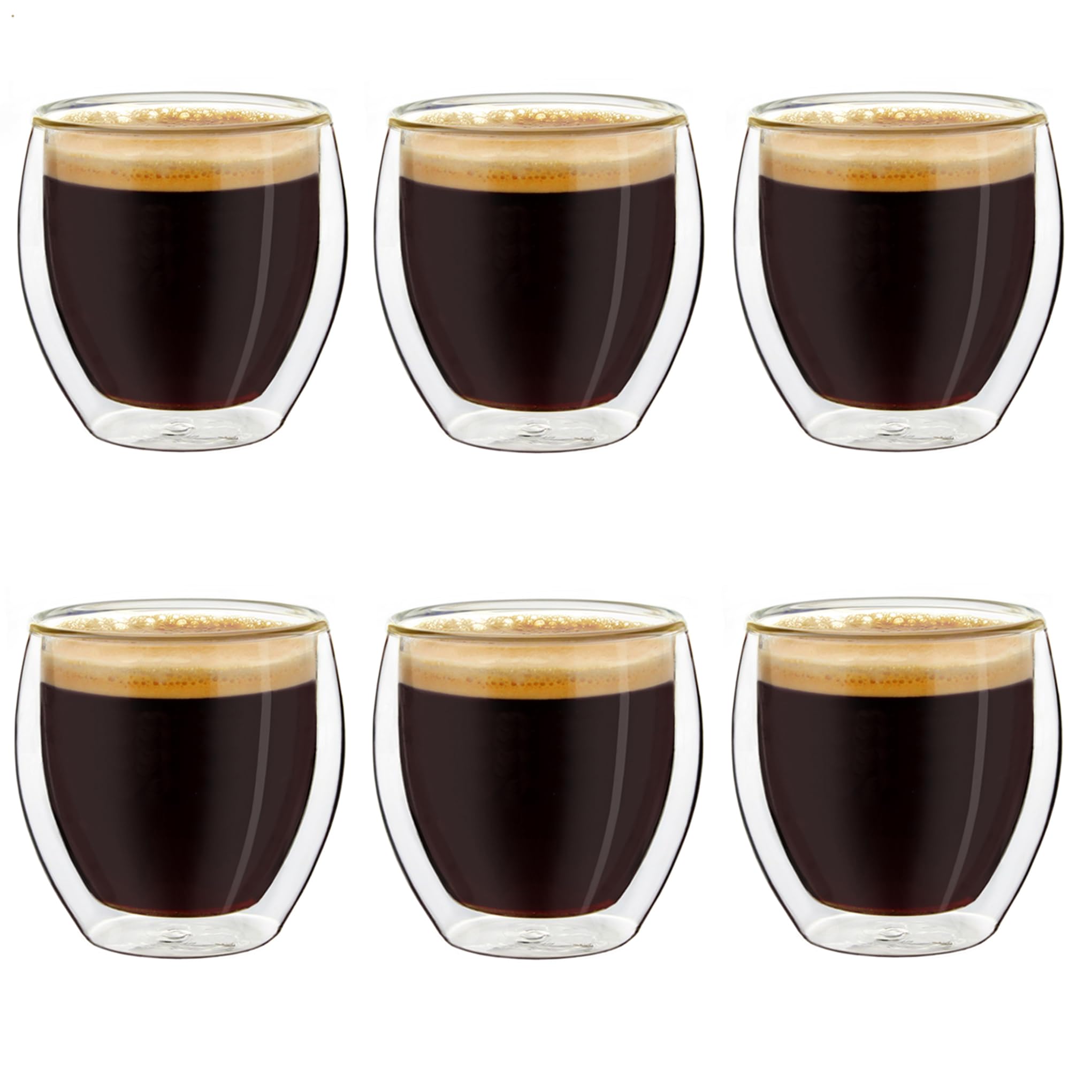 Creano Double Wall Espresso Glasses 3.5 OZ  Insulated Glass Cups - 6X 3.5oz (100ml)