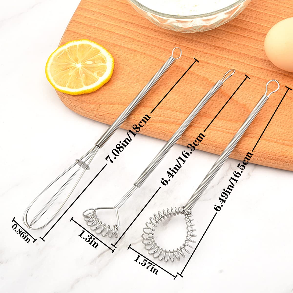 Ainvhh 6 Pcs Small Whisk, Mini Whisk, Flat Coil Whisk Stainless Steel Spring Whisk, Cooking And Kitchen Gadget For Blending Whis