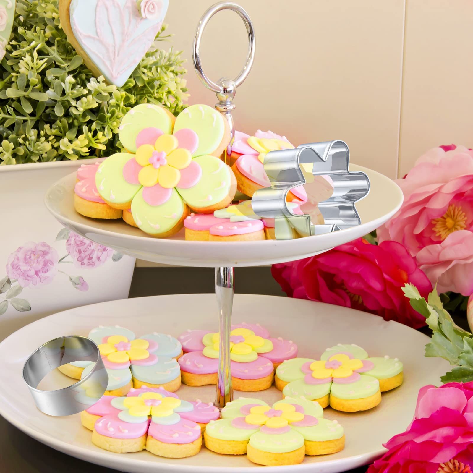 7 Pcs Mini Two Groovy Cookie Cutters Set, Hippie Cookie Cutter Peace Cookie Molds Stainless Steel Biscuit Cutter Diy, Small Flow