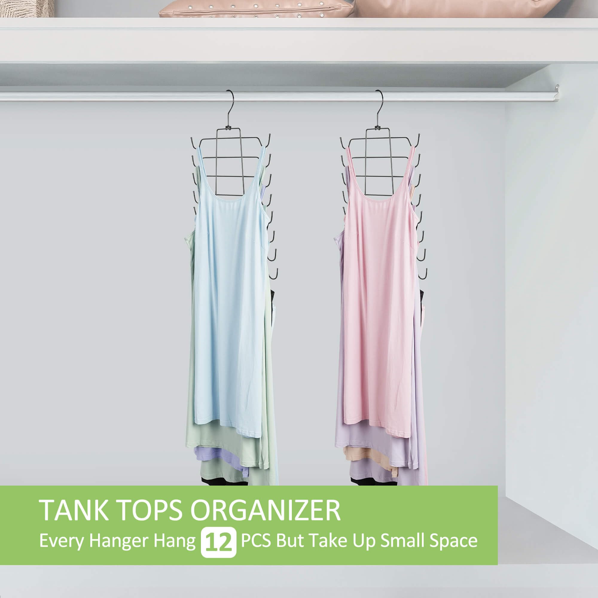 Omhomety Tank Top Hangers, 2 Pack Bra Organizer For Closet, Hanging Closet Organizers And Storage Space Saver Storage For Camiso