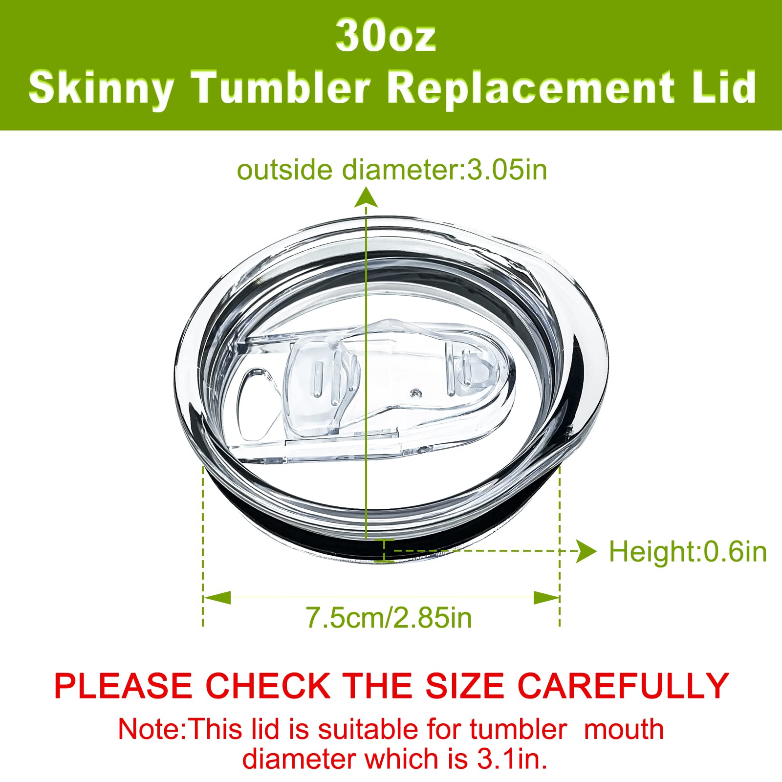 Xccme 30Oz Skinny Tumbler Replacement Lids 4 Pack,Spill Proof Splash Resistant Silicone Sliding Covers,Straw Friendly, Bpa Free