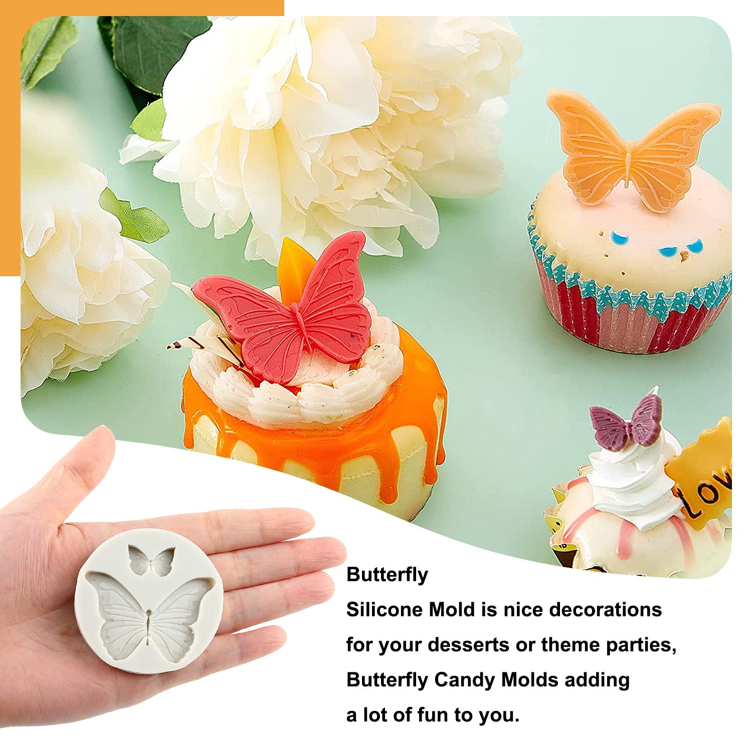 Sijiangmold Butterfly Fondant Molds Butterfly Silicone Mold For Cake Decorating Candy Chocolate Gum Paste Crafting Polymer Clay