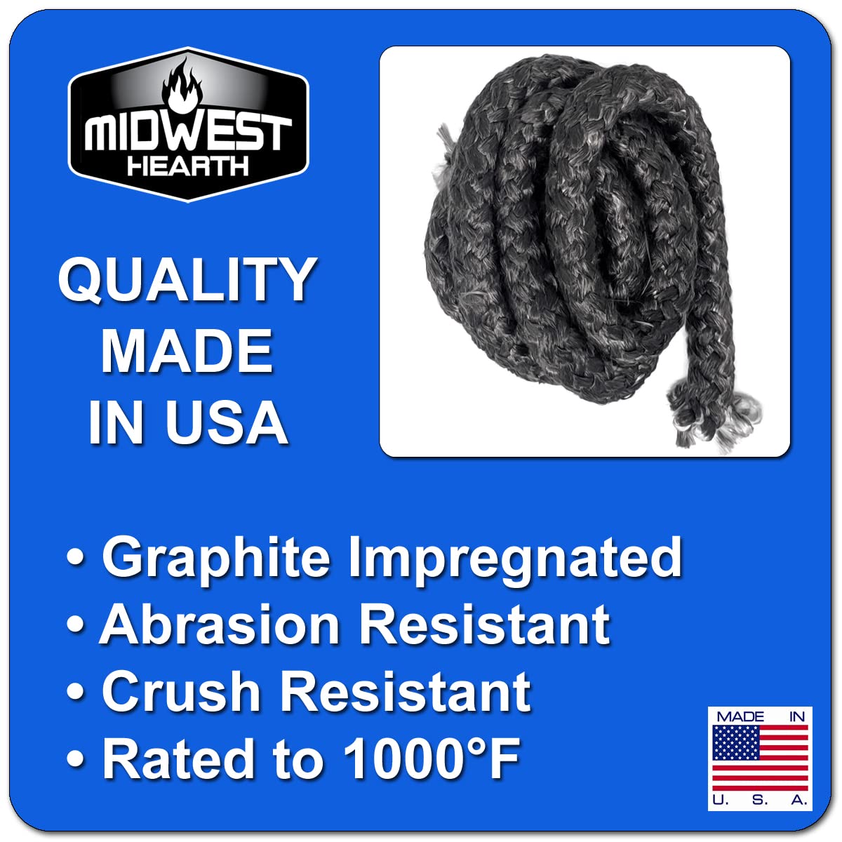 Midwest Hearth Wood Stove Replacement Gasket Kit For Woodburning Stoves - Graphite Impregnated Fiberglass Gaskets And Adhesive (