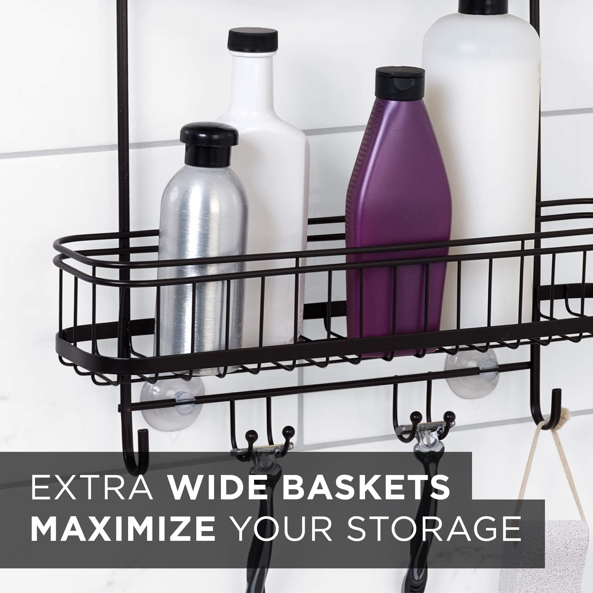 Zenna Home Extra Wide Hanging Over-The-Shower Caddy, Bronze