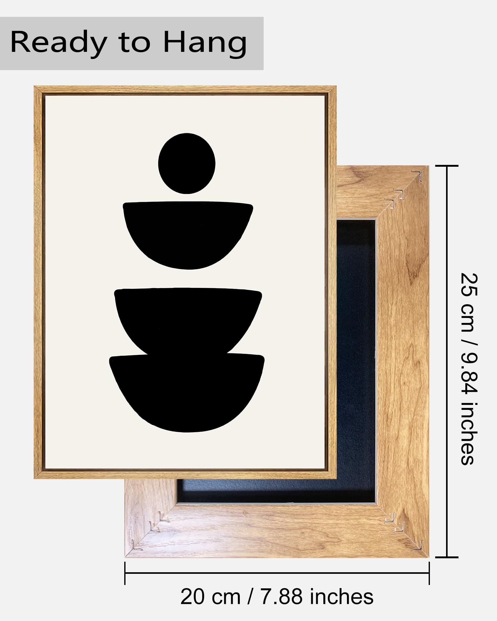 ???????????? Black Abstract Boho Wall Art Minimalist Geometric ???????????? Wood Wall Decor Boho Room Decor Black Beige Art Canvas Painting Mid Century Modern Prints Bohemian Posters for Bedroom Kitchen Office Home Decor   8x10inx6pcs (Framed)