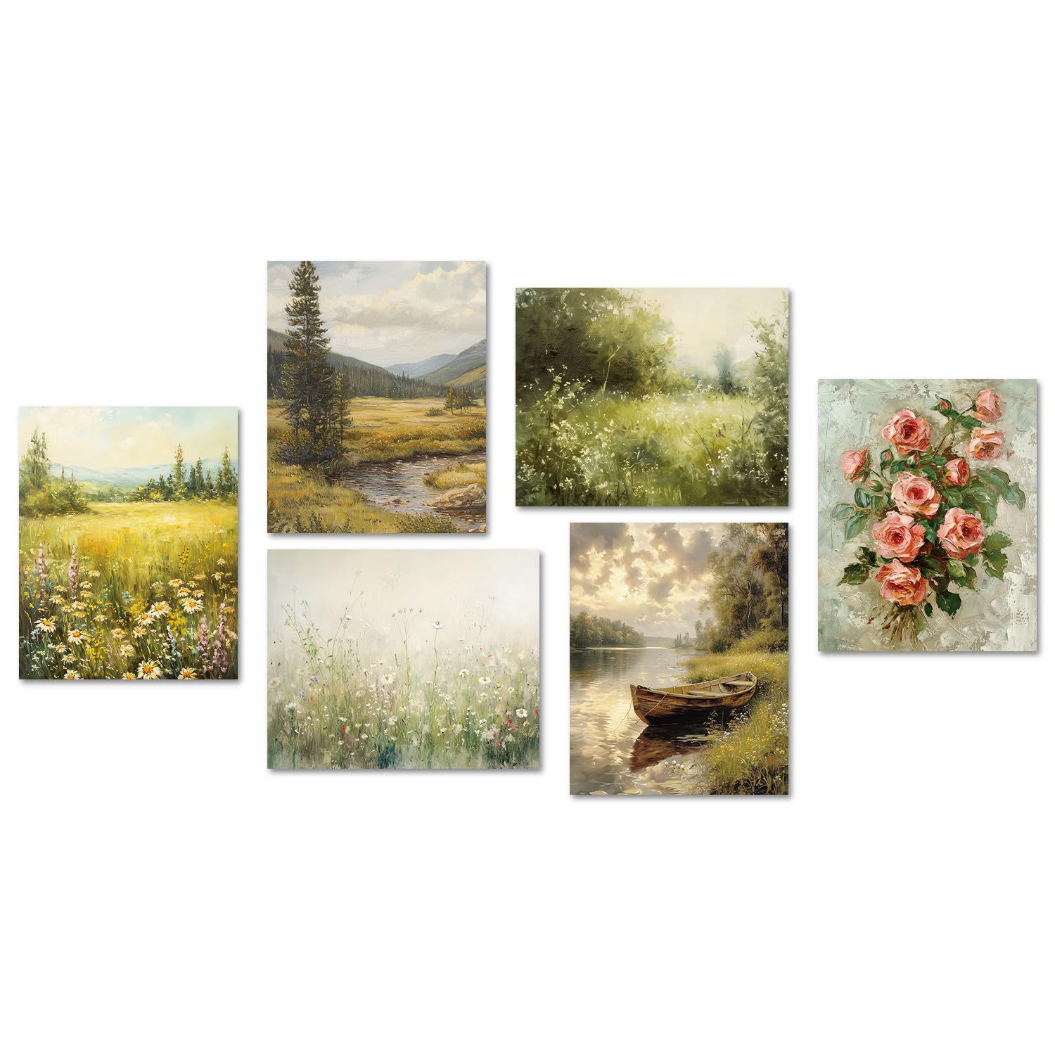 Nymphfable Vintage French Country Wall Decor Poster Rustic Landscape Canvas Poster For Farmhouse Living Room Bedroom 8X10 In Unf