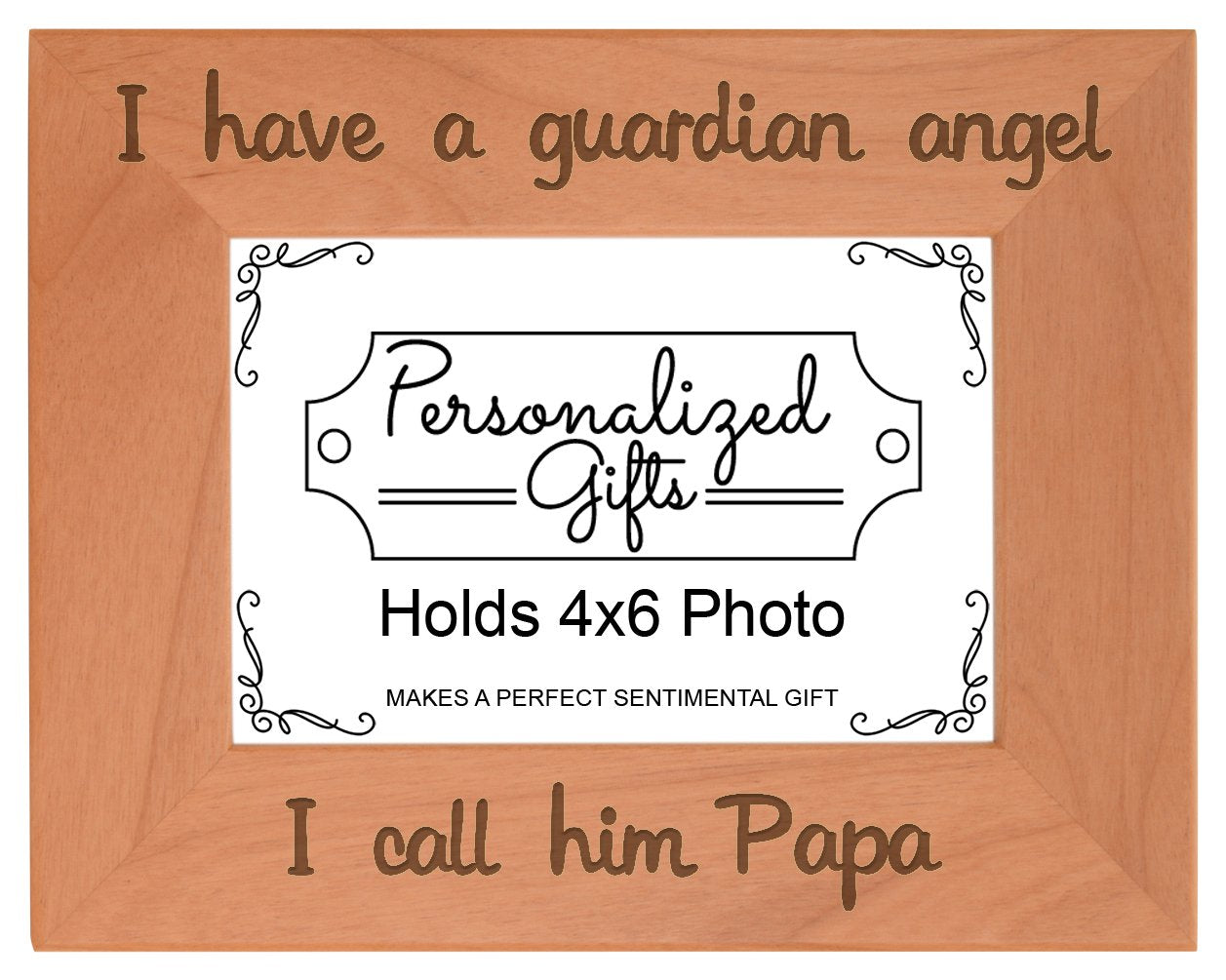 ThisWear Bereavement Gifts Grandpa Papa I Have a Guardian Angel Funeral Gifts Natural Wood Engraved 4x6 Landscape Picture Frame 