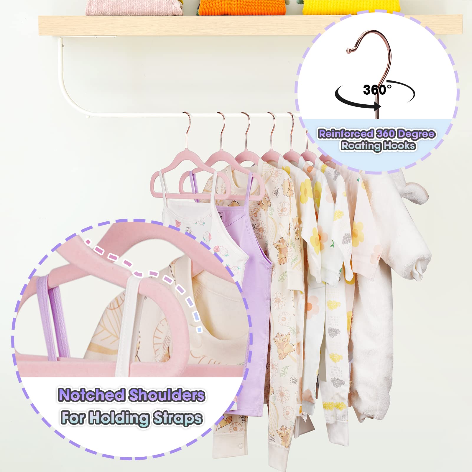 Ulimart Baby Hangers Velvet 50 Pack-11.4 Inch,Baby Clothes Hangers Non Slip, Baby Hangers For Closet,Sturdy Infant/Toddler Hange