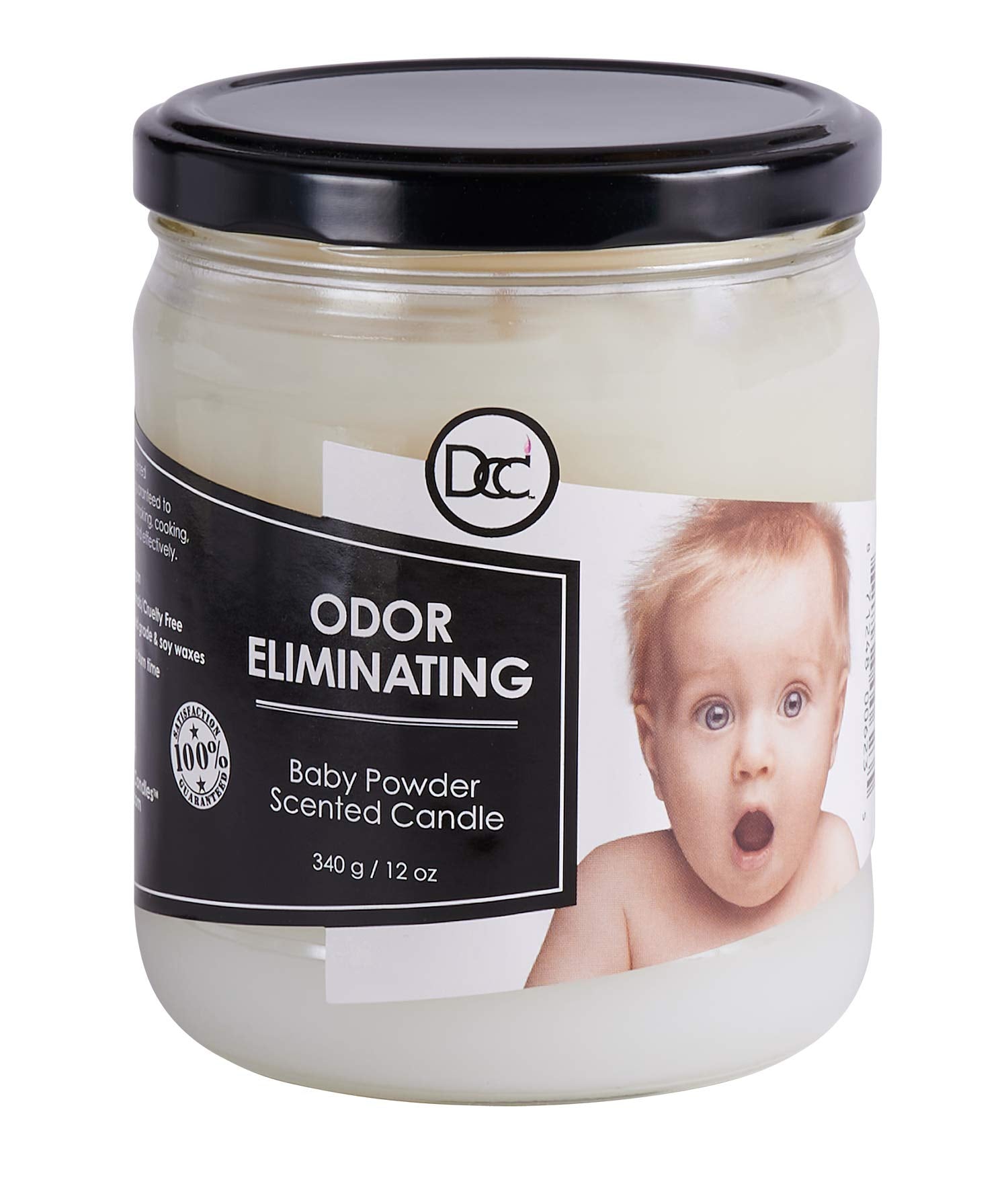 Baby Powder Odor Eliminating Highly Fragranced Candle - Eliminates 95% of Pet, Smoke, Food, and Other Smells Quickly - Up to 80
