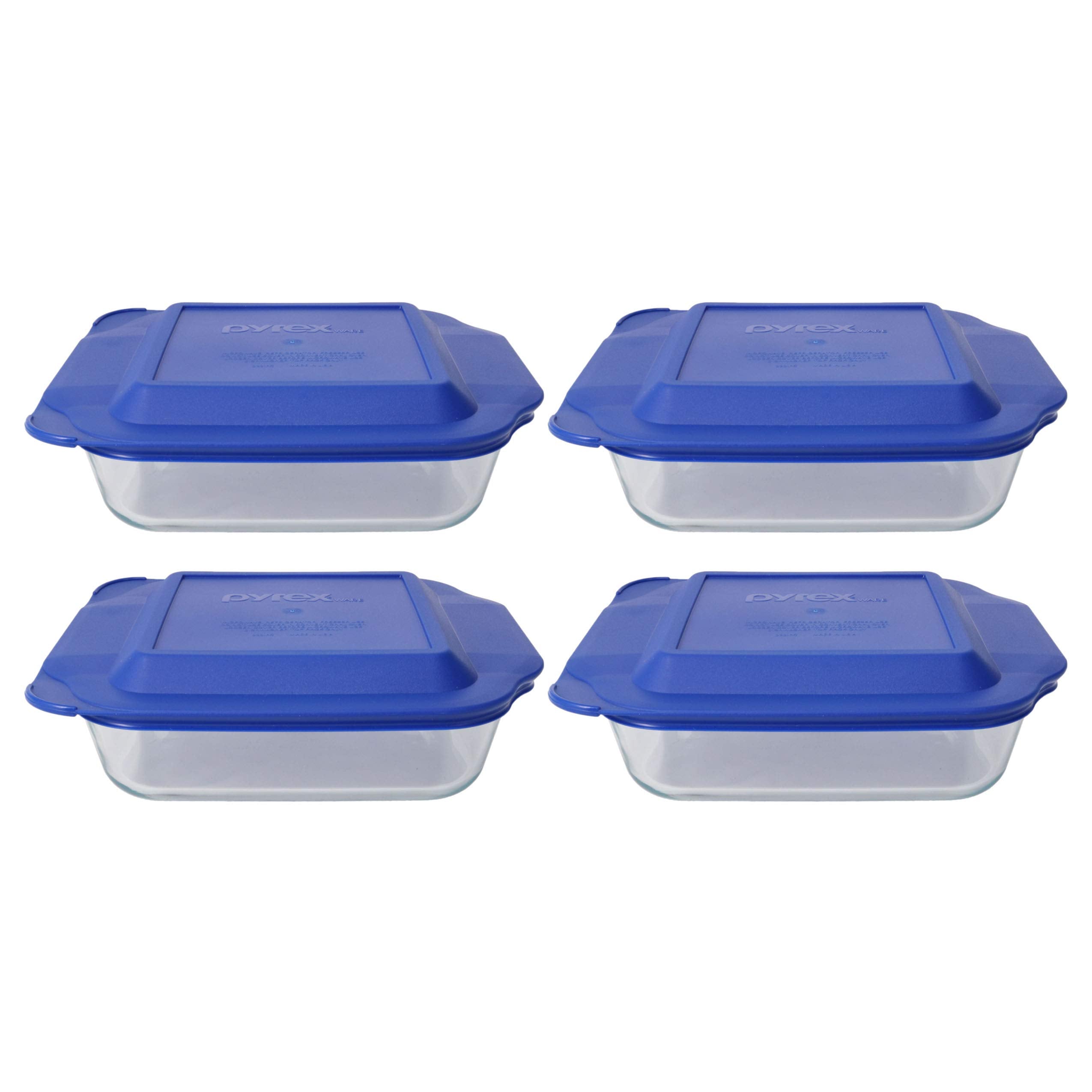 Pyrex 222 Glass Baking Dishes & 222PC Blue Lids (4Pack)  Made in USA