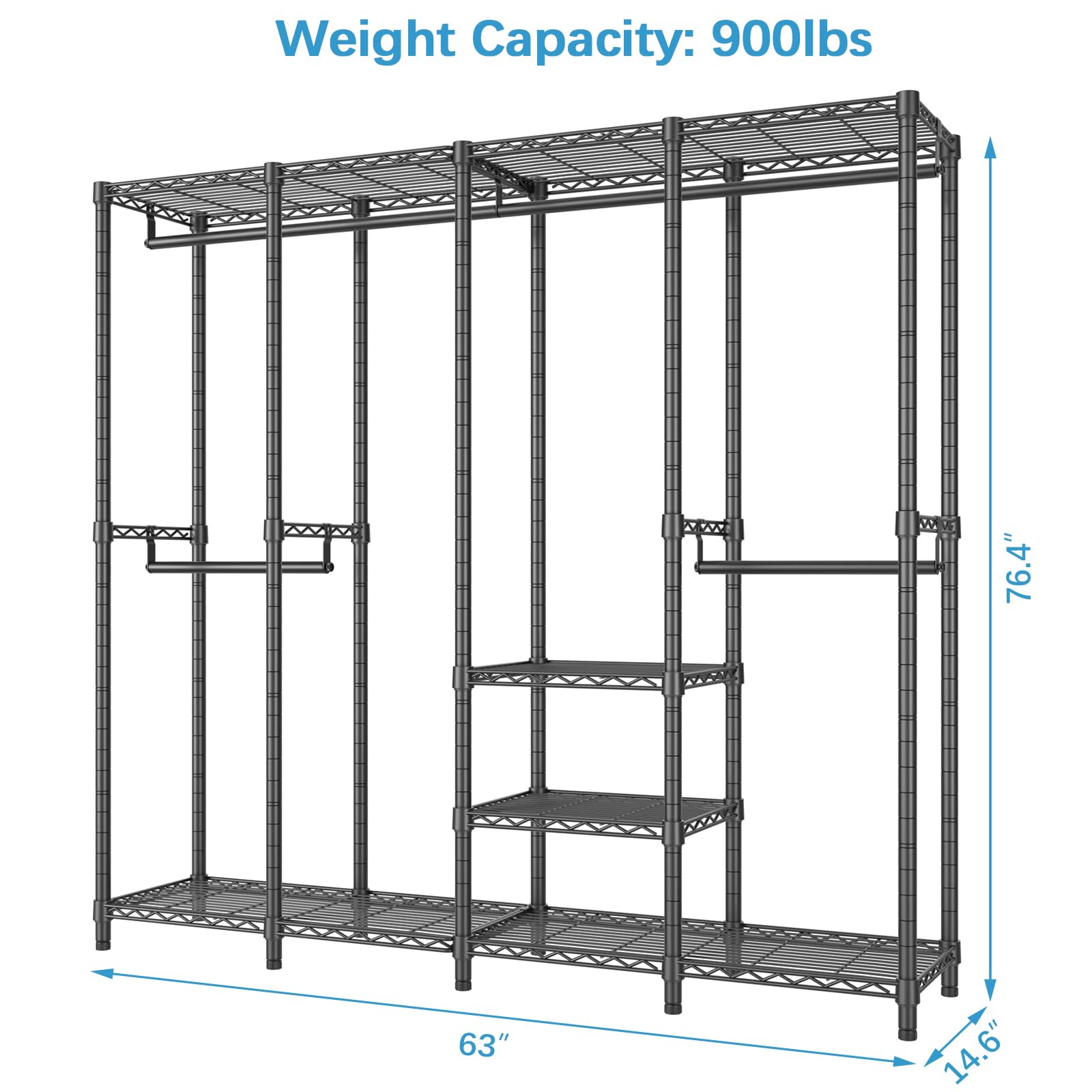 Vipek V40 Medium Garment Rack Heavy Duty Clothes Rack For Hanging Clothes, Multi-Functional Bedroom Clothing Rack Freestanding C